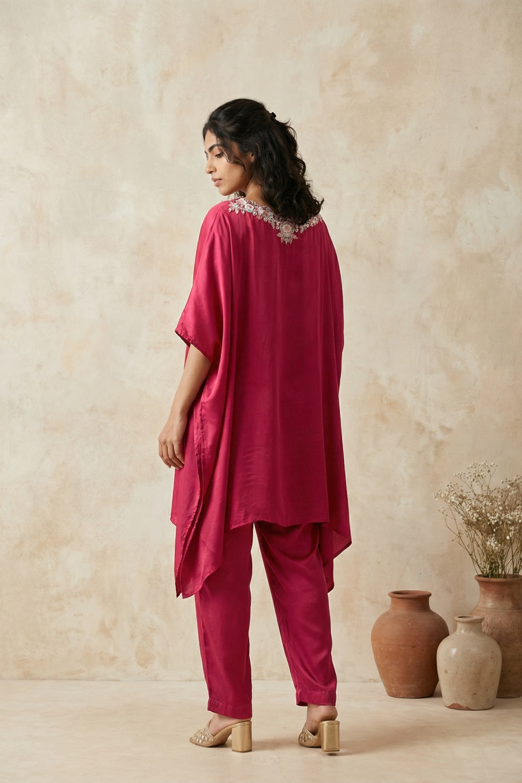 Magenta Satin Co-ord Set - Mokshaa