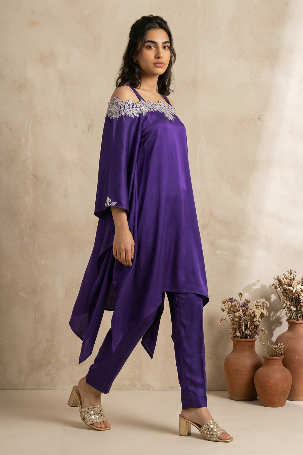 Purple Satin Co-ord Set - Mokshaa