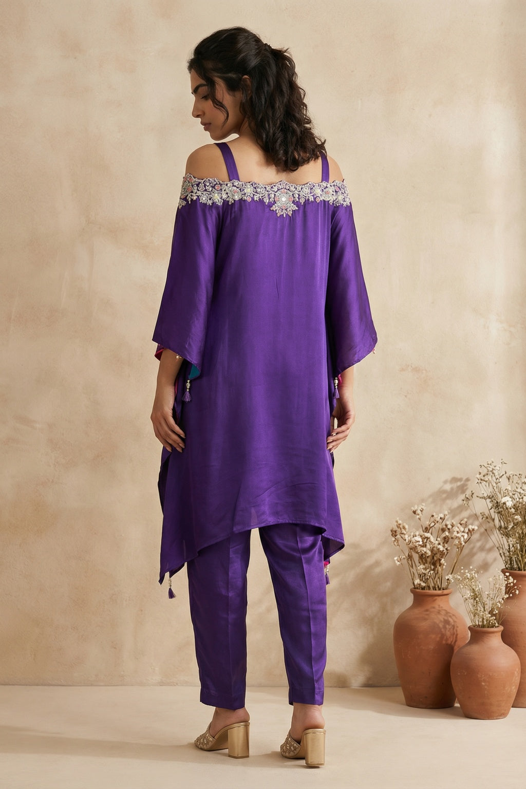 Purple Satin Co-ord Set - Mokshaa