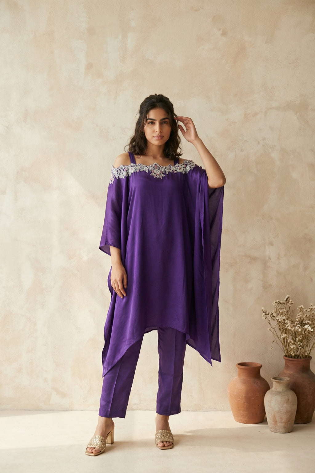 Purple Satin Co-ord Set - Mokshaa