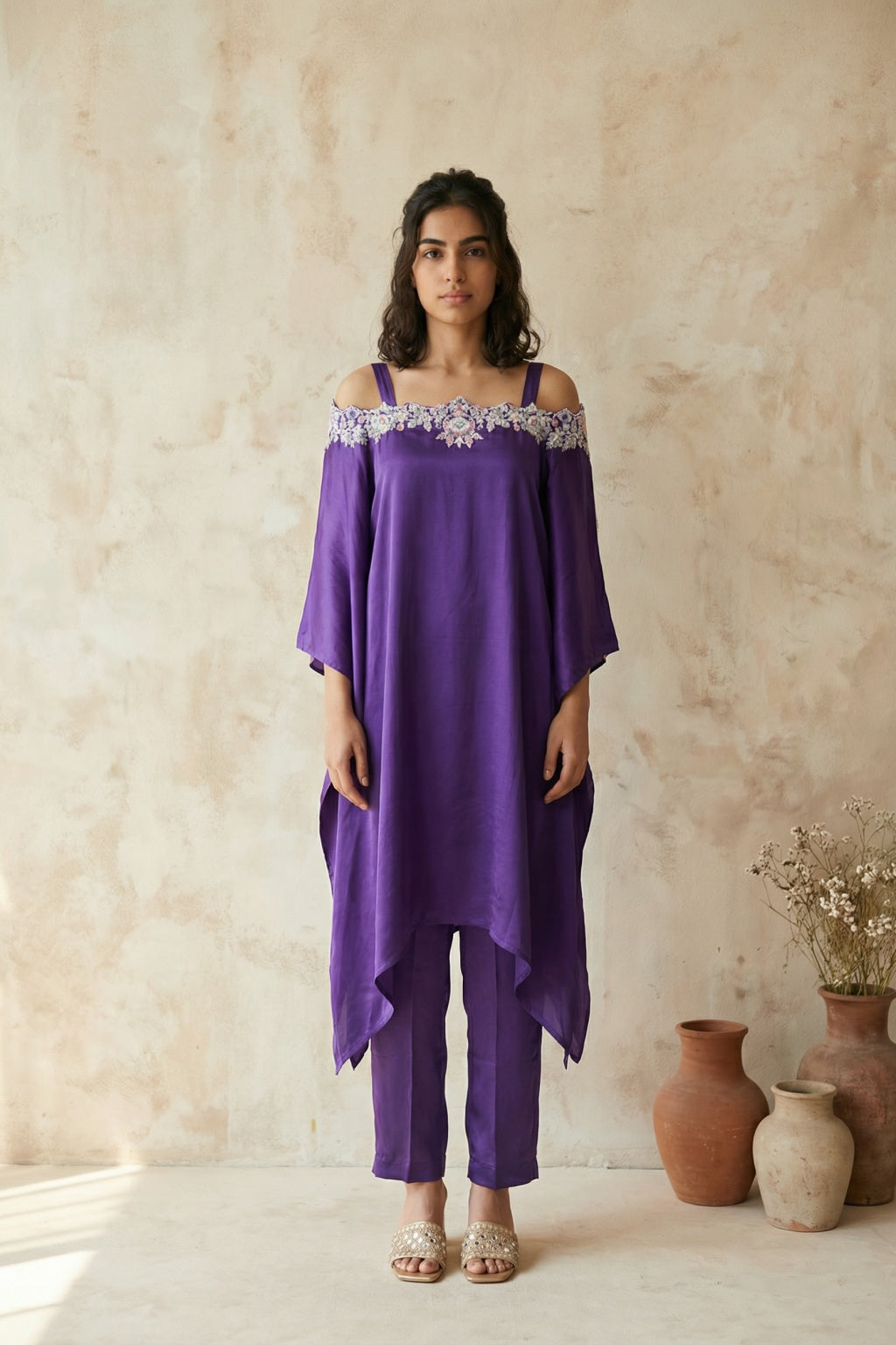 Purple Satin Co-ord Set - Mokshaa