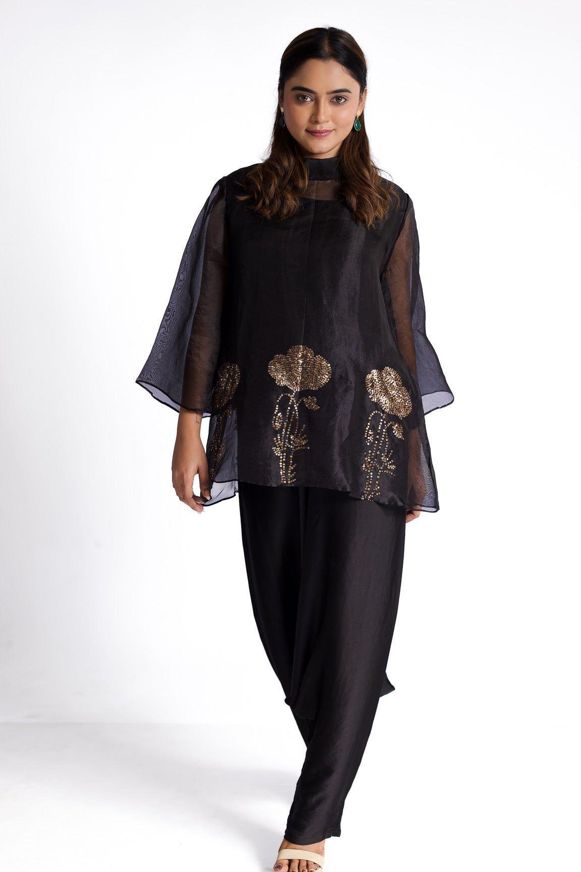 Black Organza Indowestern - Mokshaa