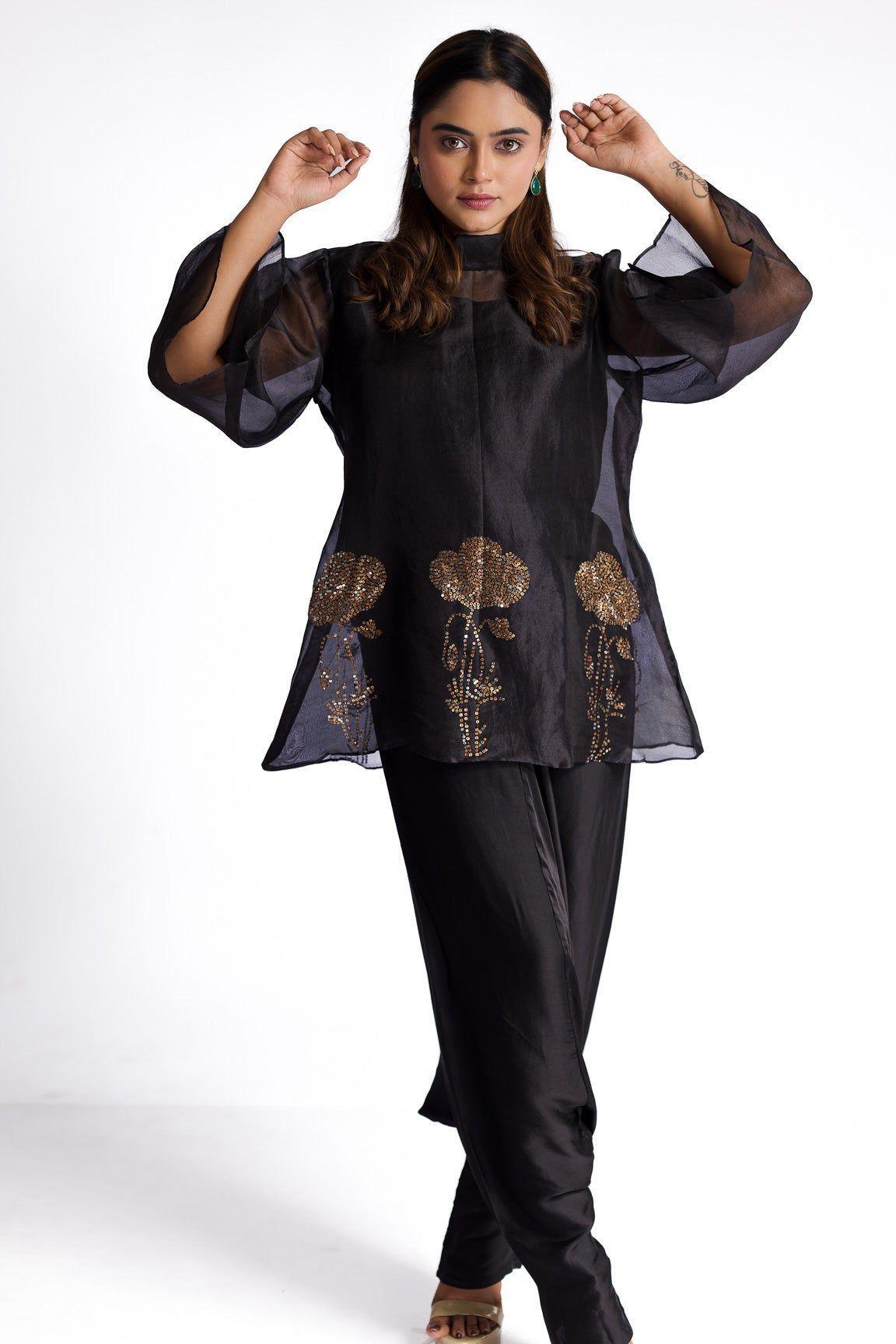 Black Organza Indowestern - Mokshaa