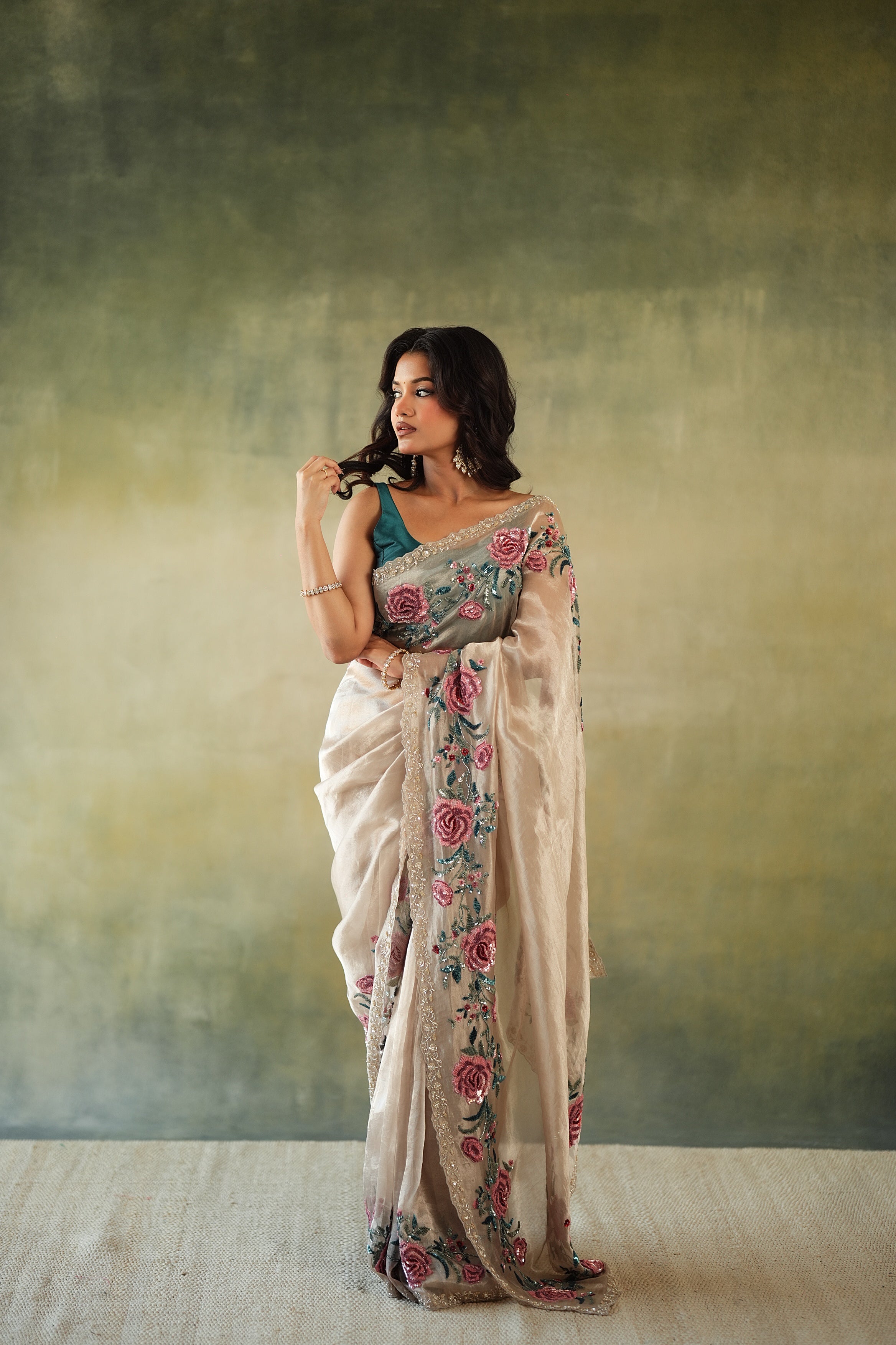 Actress Sanjana Tiwari in Mokshaa Saree