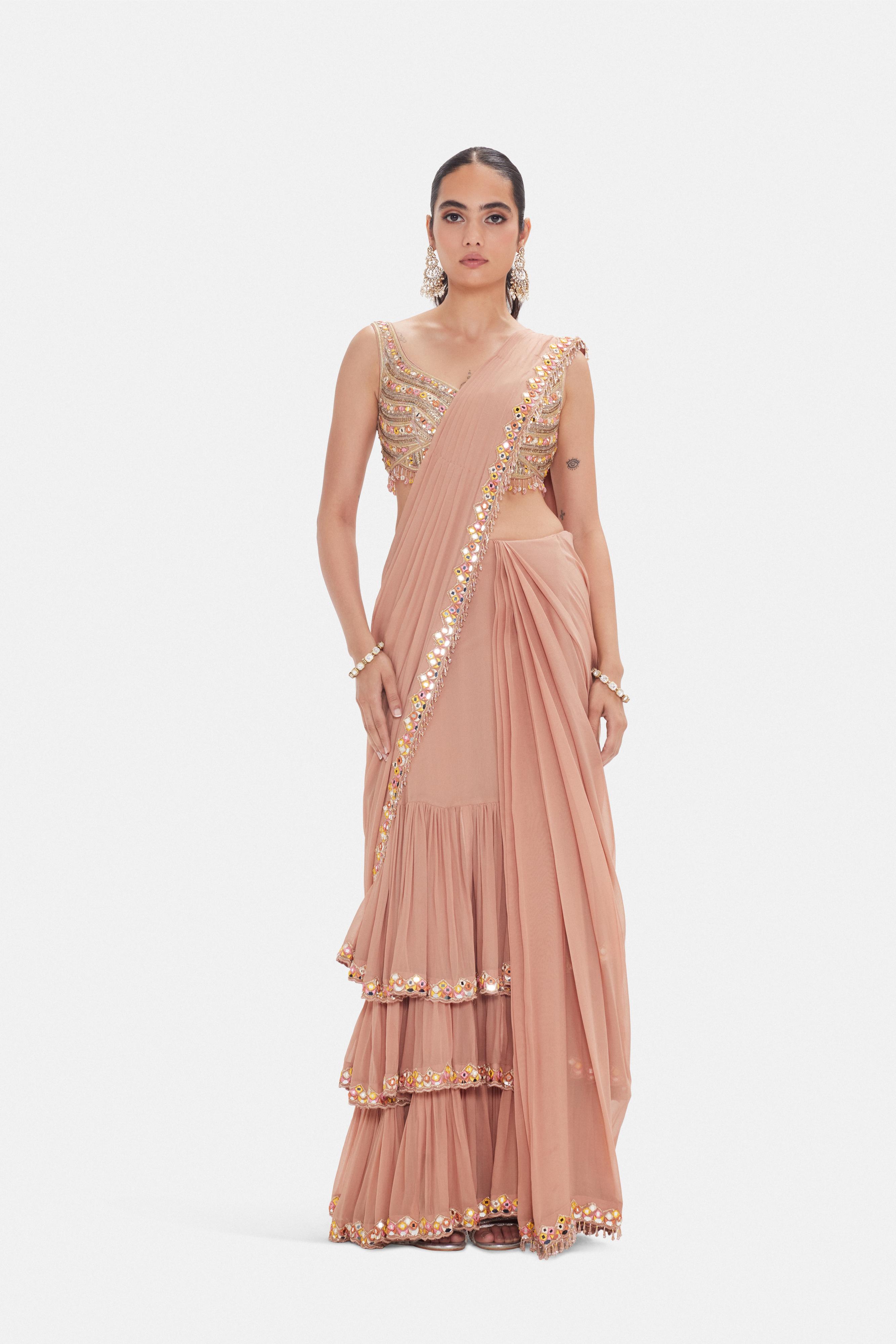 The Muted Peach Saree Set