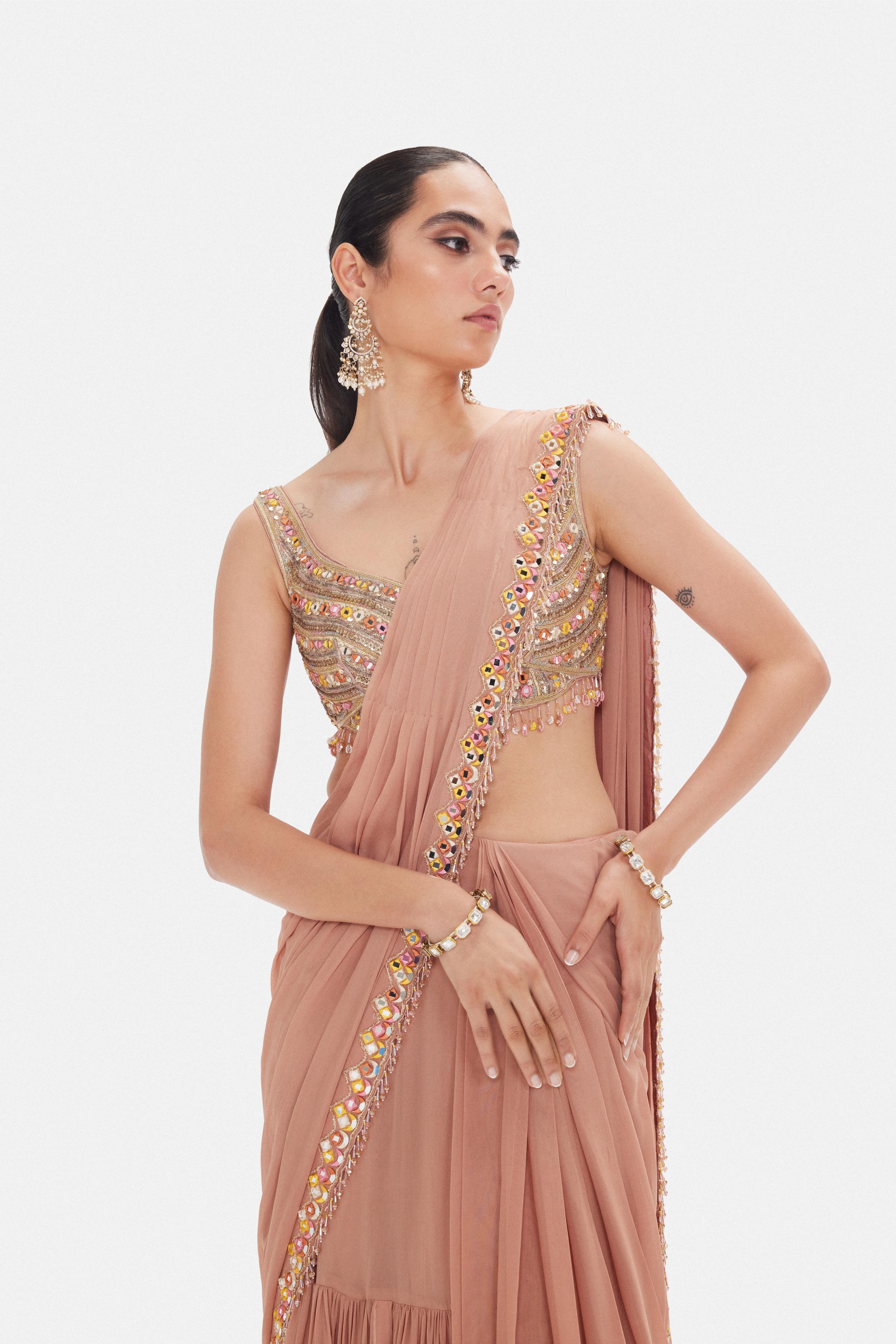 The Muted Peach Saree Set