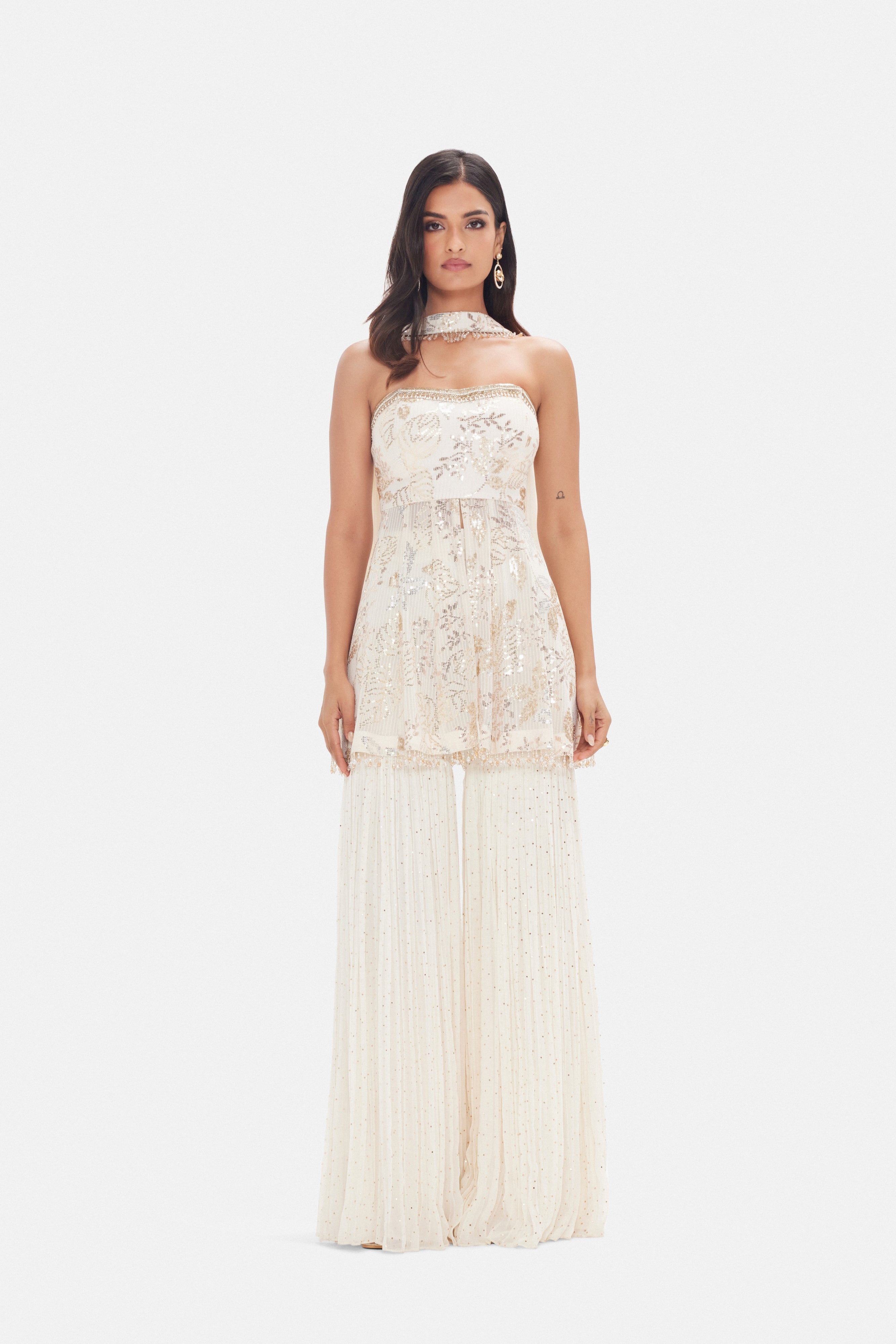 The White Rose Petal Sharara Set