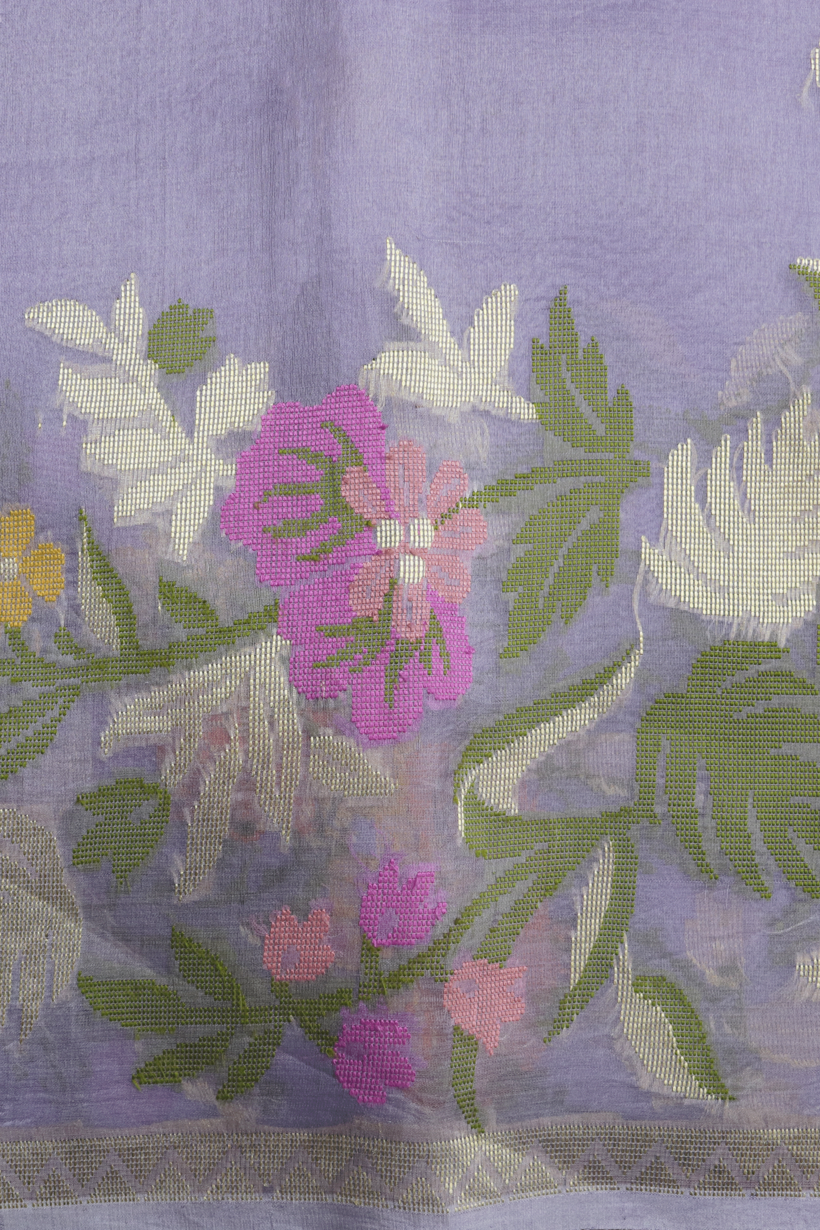 Lavender Banarasi Kora Silk Saree - Mokshaa