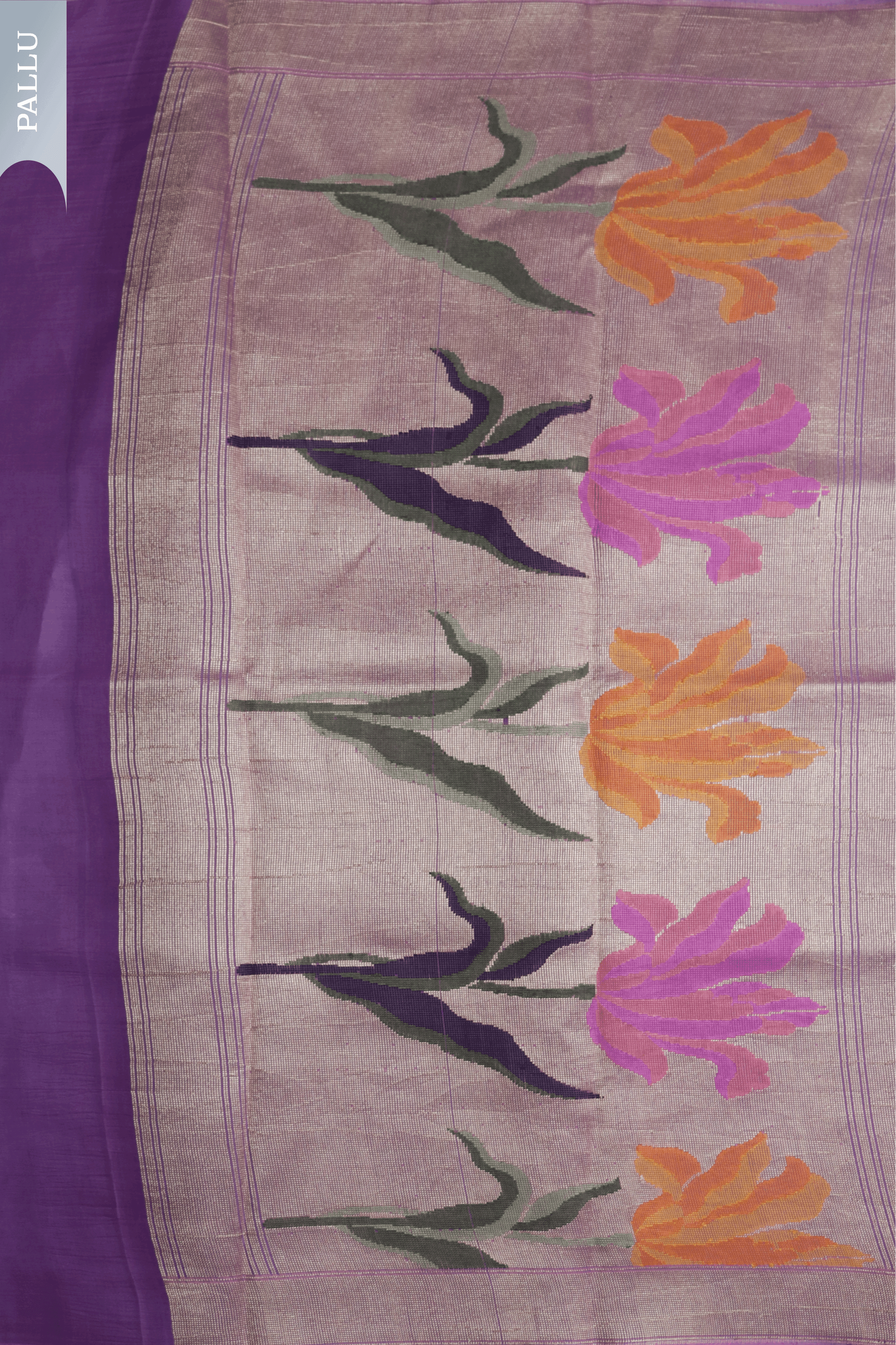 Purple and Aqua Blue Shaded Banarasi Kora Silk Saree - Mokshaa