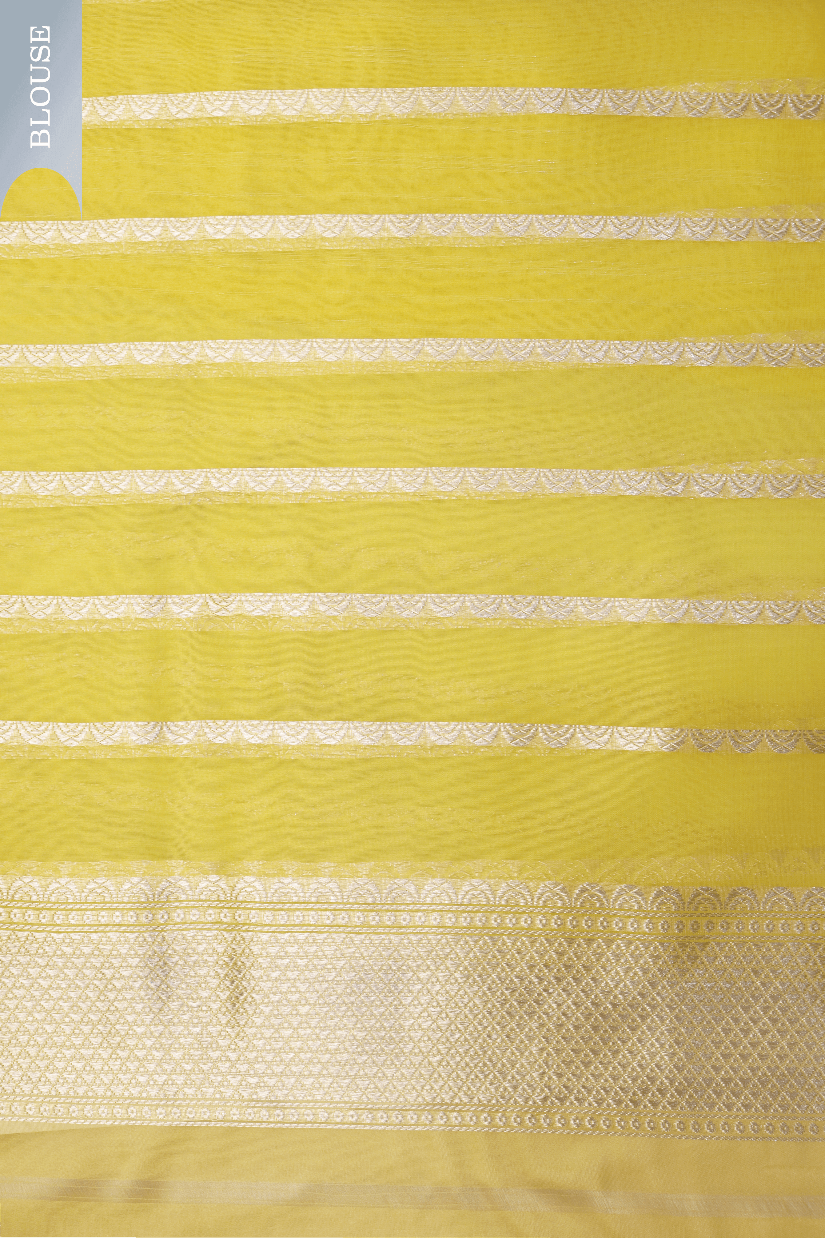 Canary Yellow Banarasi Kora Silk Saree - Mokshaa