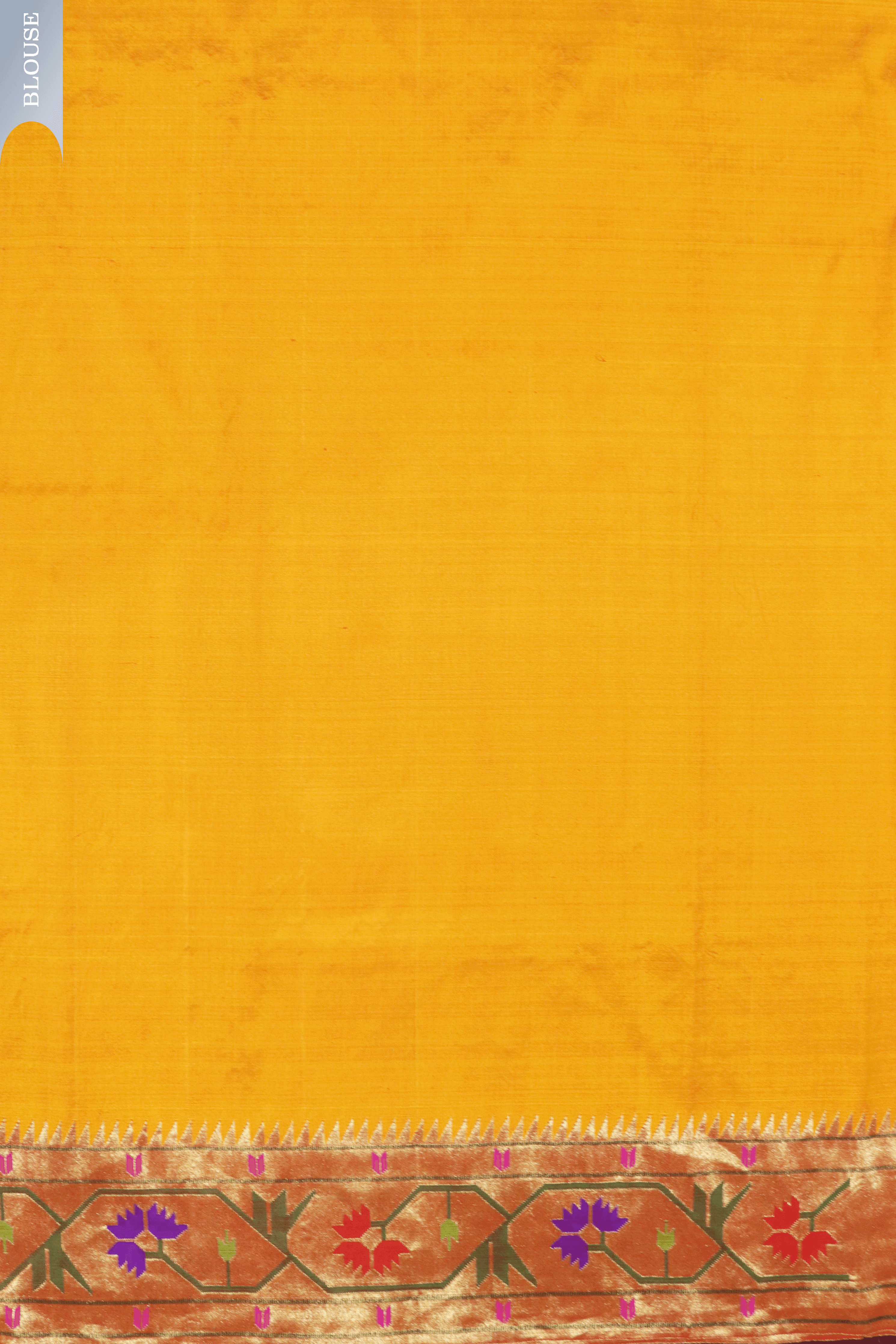 Sunset Orange Paithani Saree with Gold Zari and Lotus Motif Border - Mokshaa