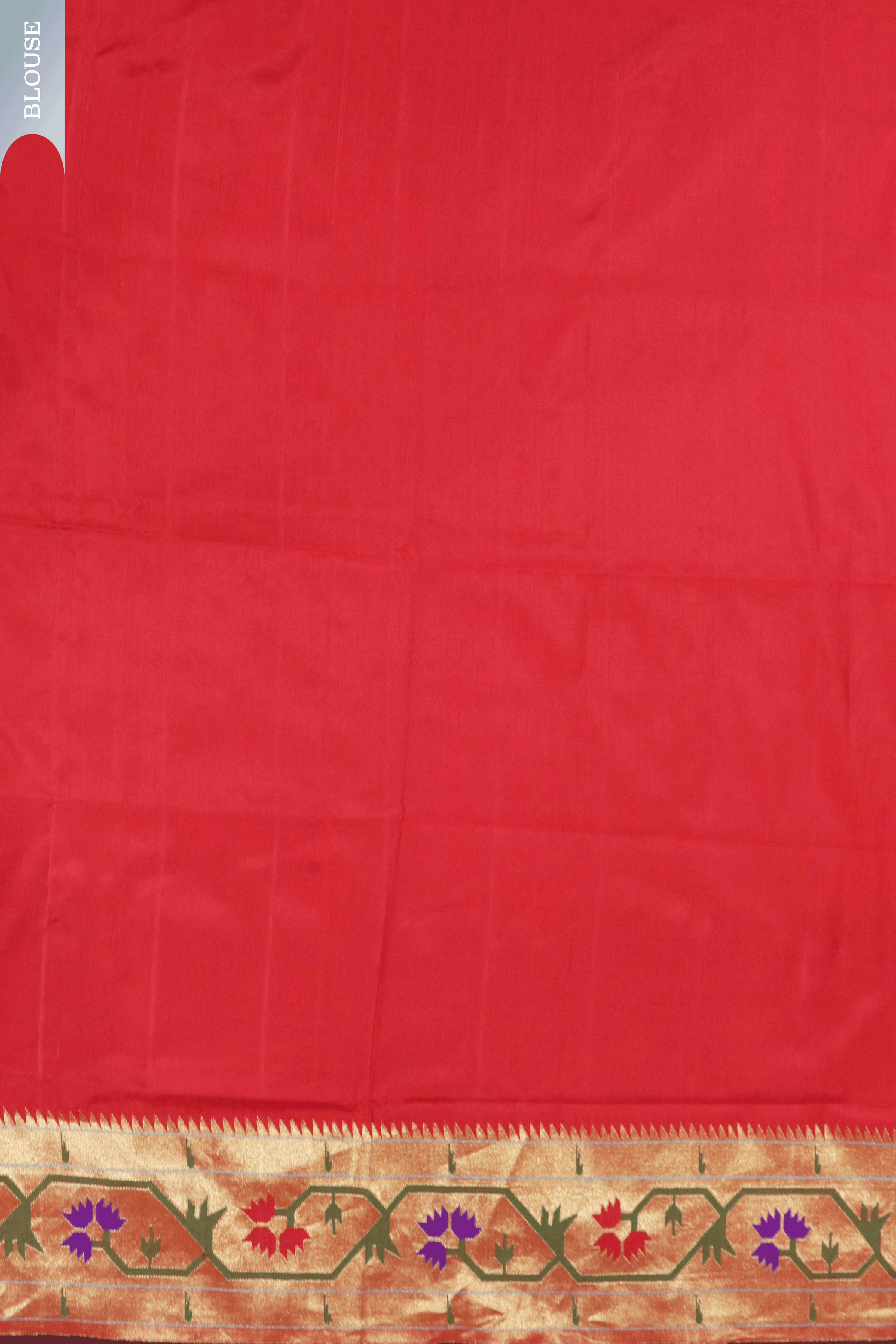 Classic Red Paithani Saree with Gold Zari and Lotus Motifs - Mokshaa