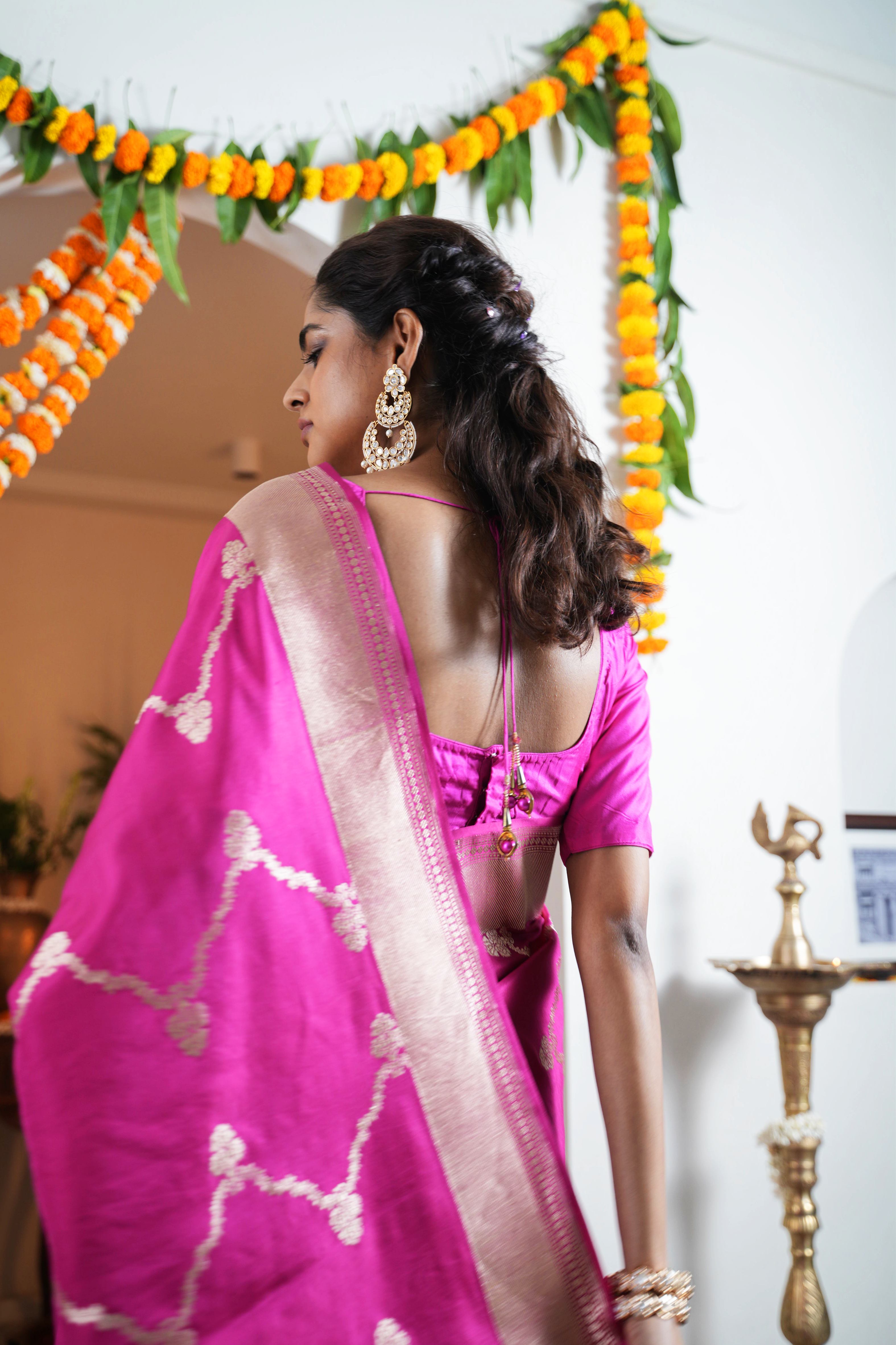 Rani Pink Banarasi Silk Saree