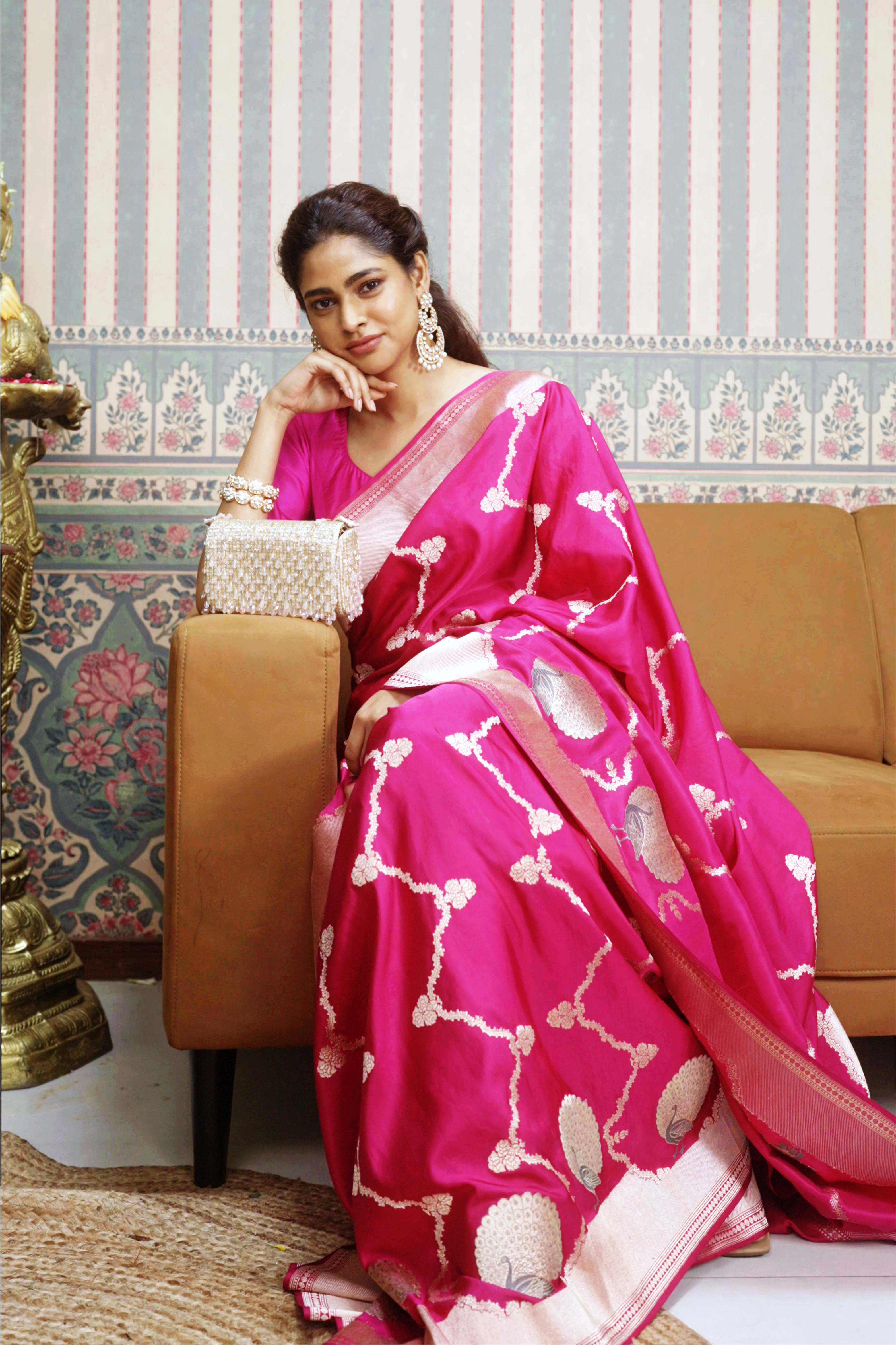 Rani Pink Banarasi Silk Saree