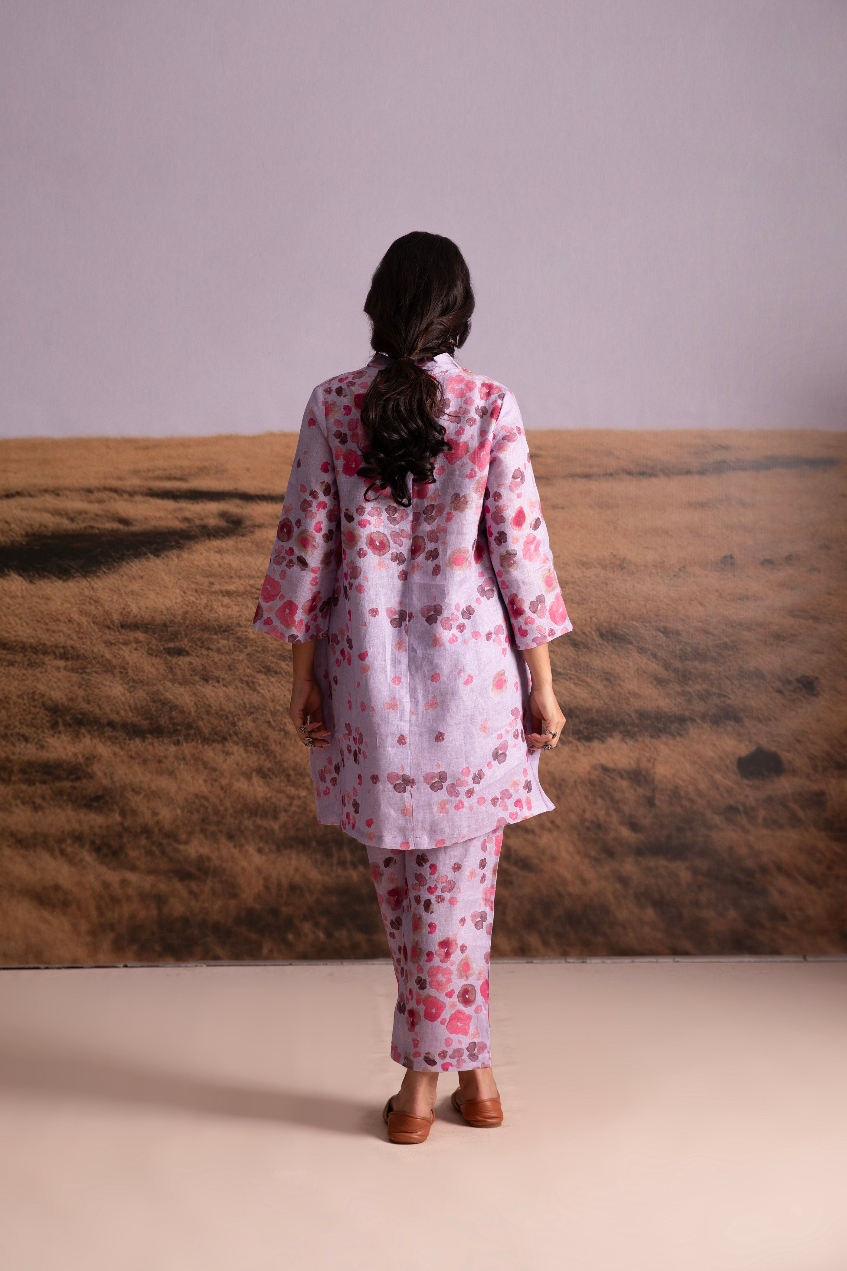 Pure Hemp Floral Co-ord Set-Lavender - Mokshaa