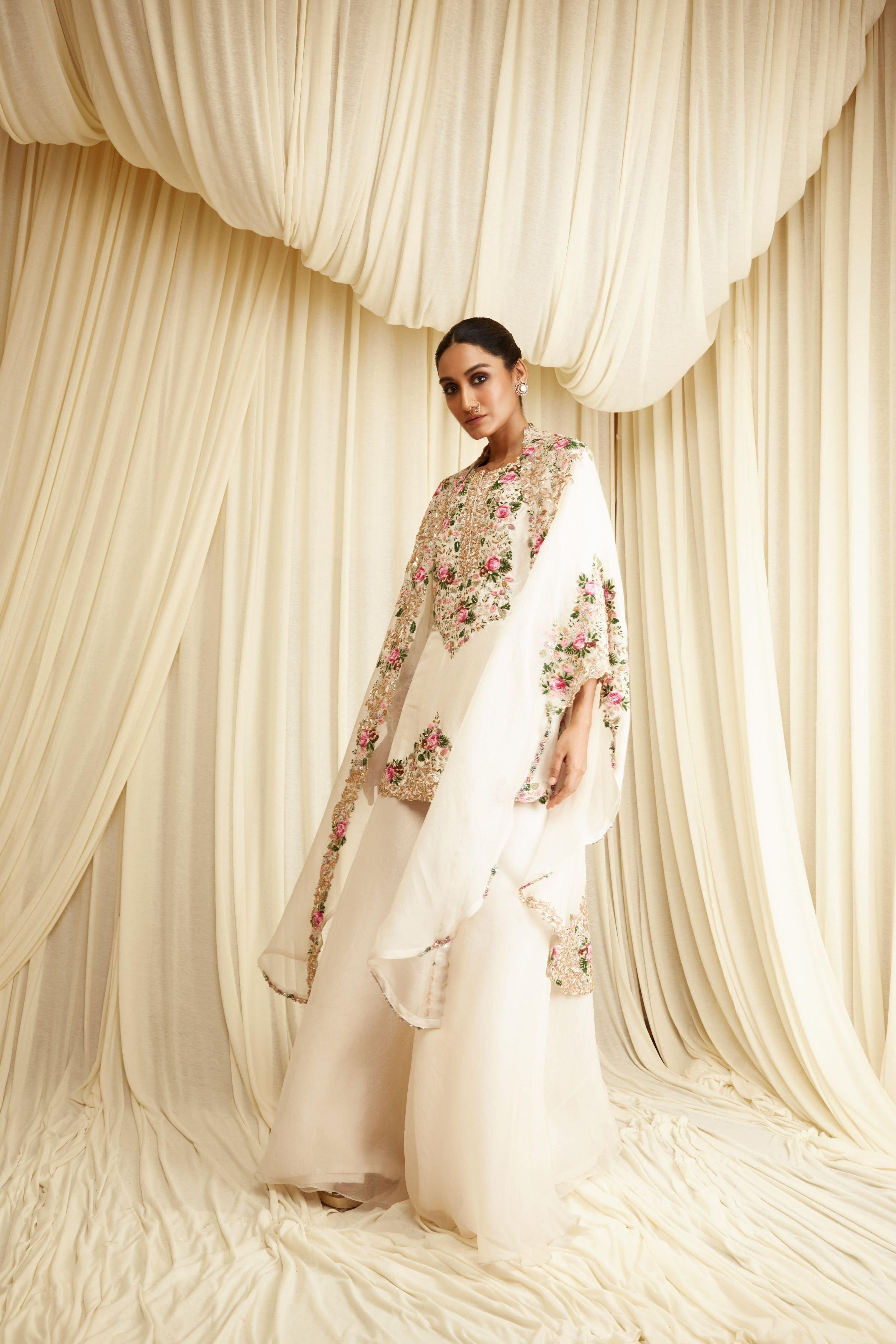 Multisuta Suit With Cape - Mokshaa