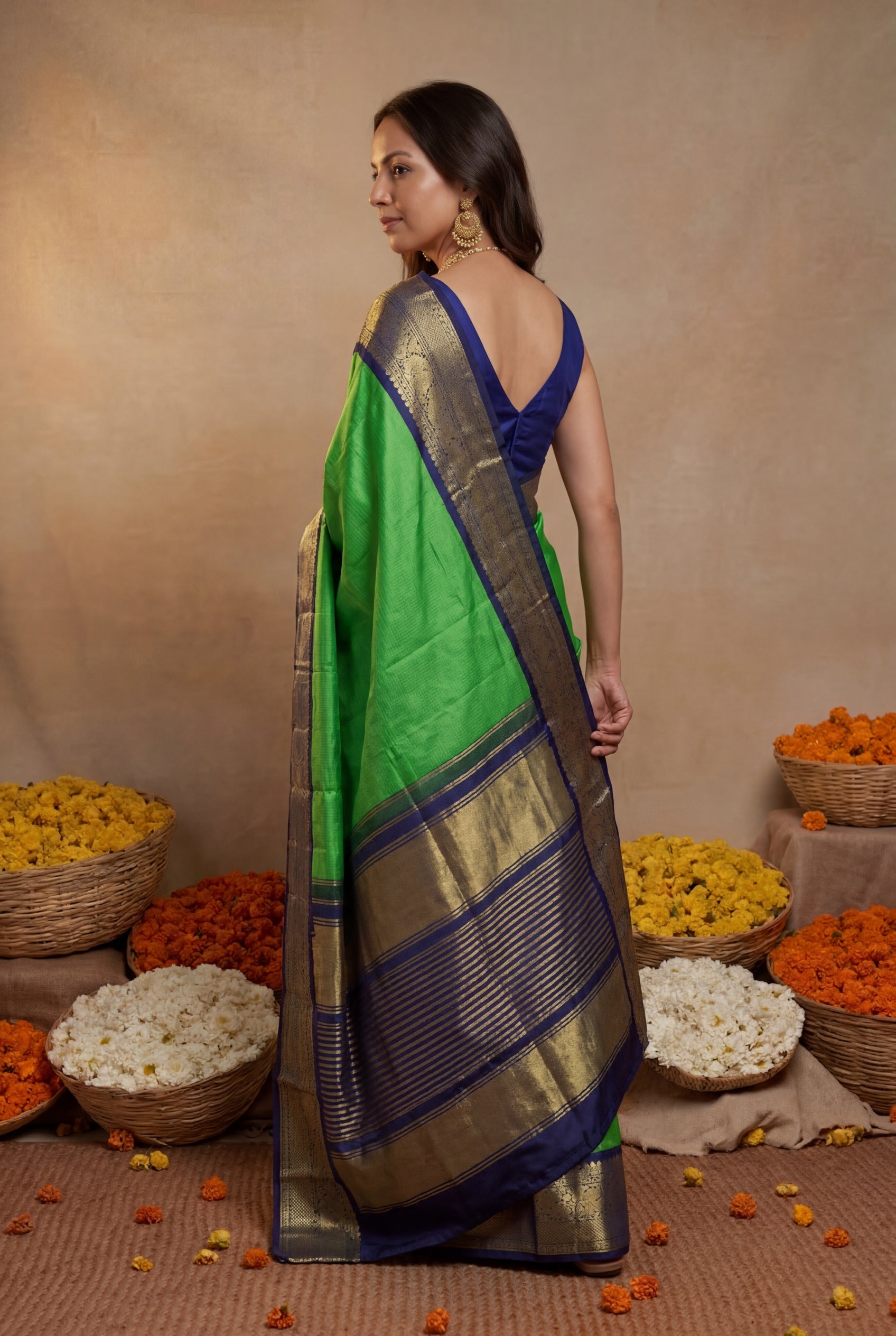 Parrot Green Kanchivaram Silk Saree