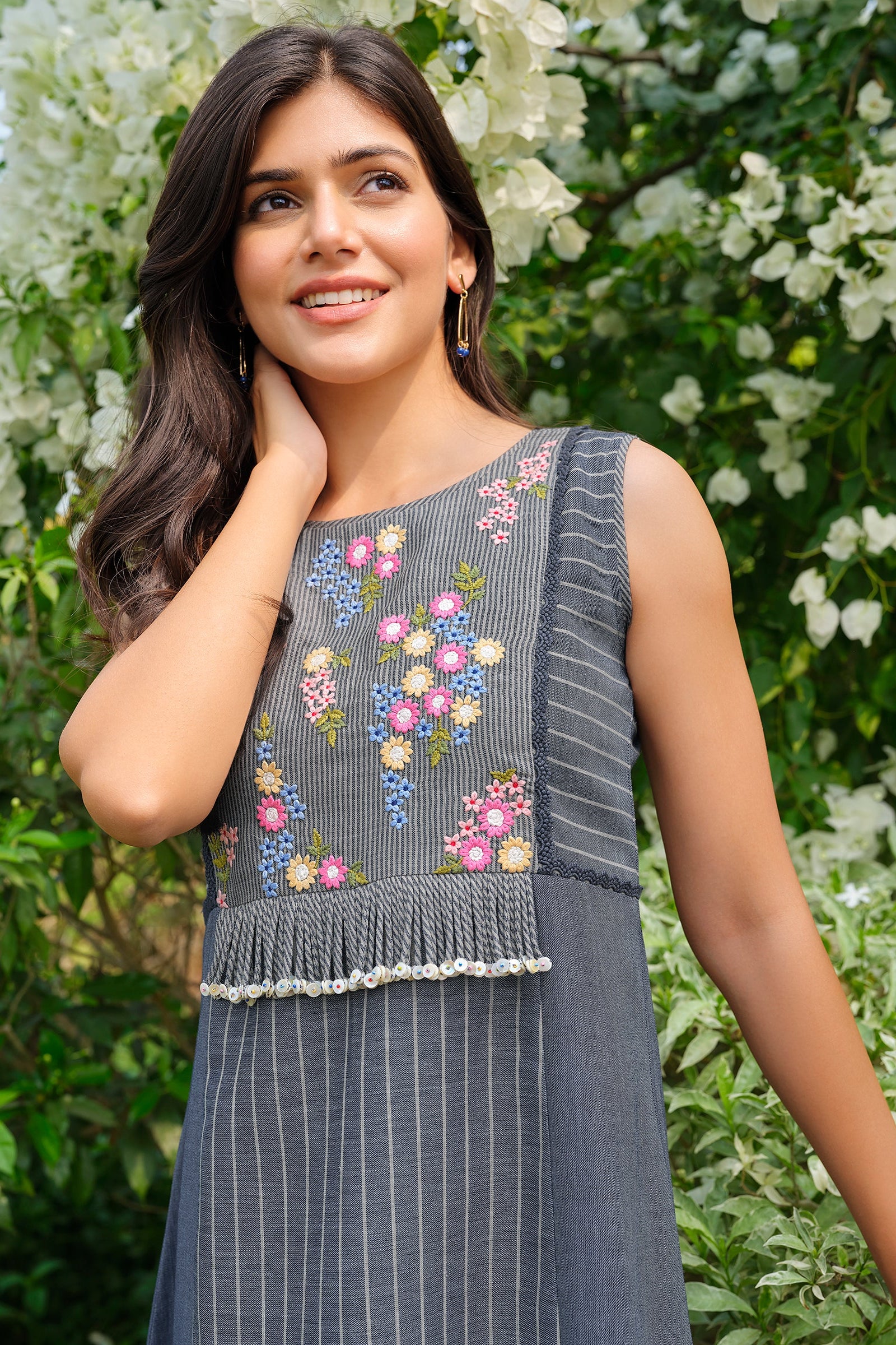 Blue Embroidered Dress