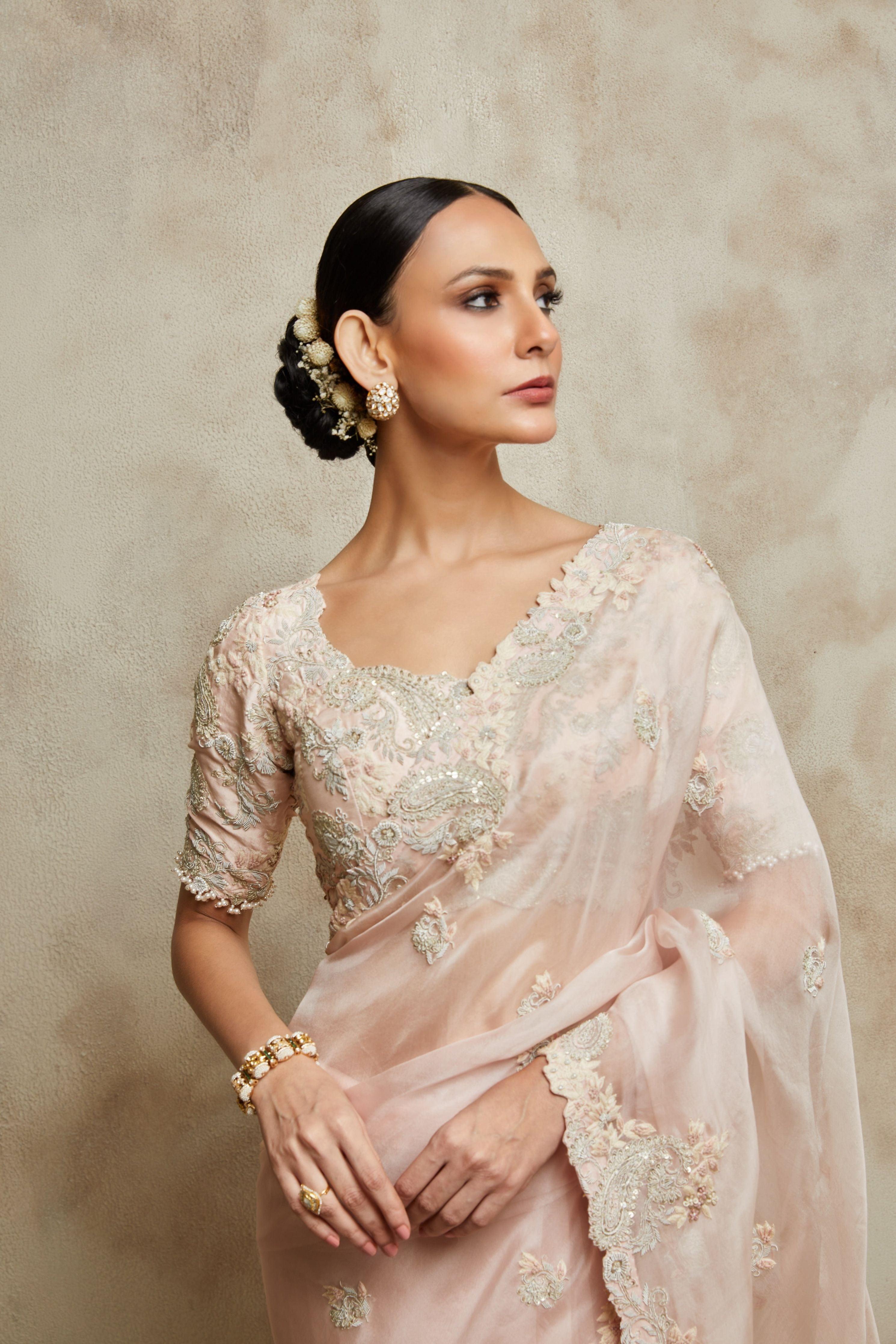 Falmingo Organza Saree With Silk Blouse - Mokshaa