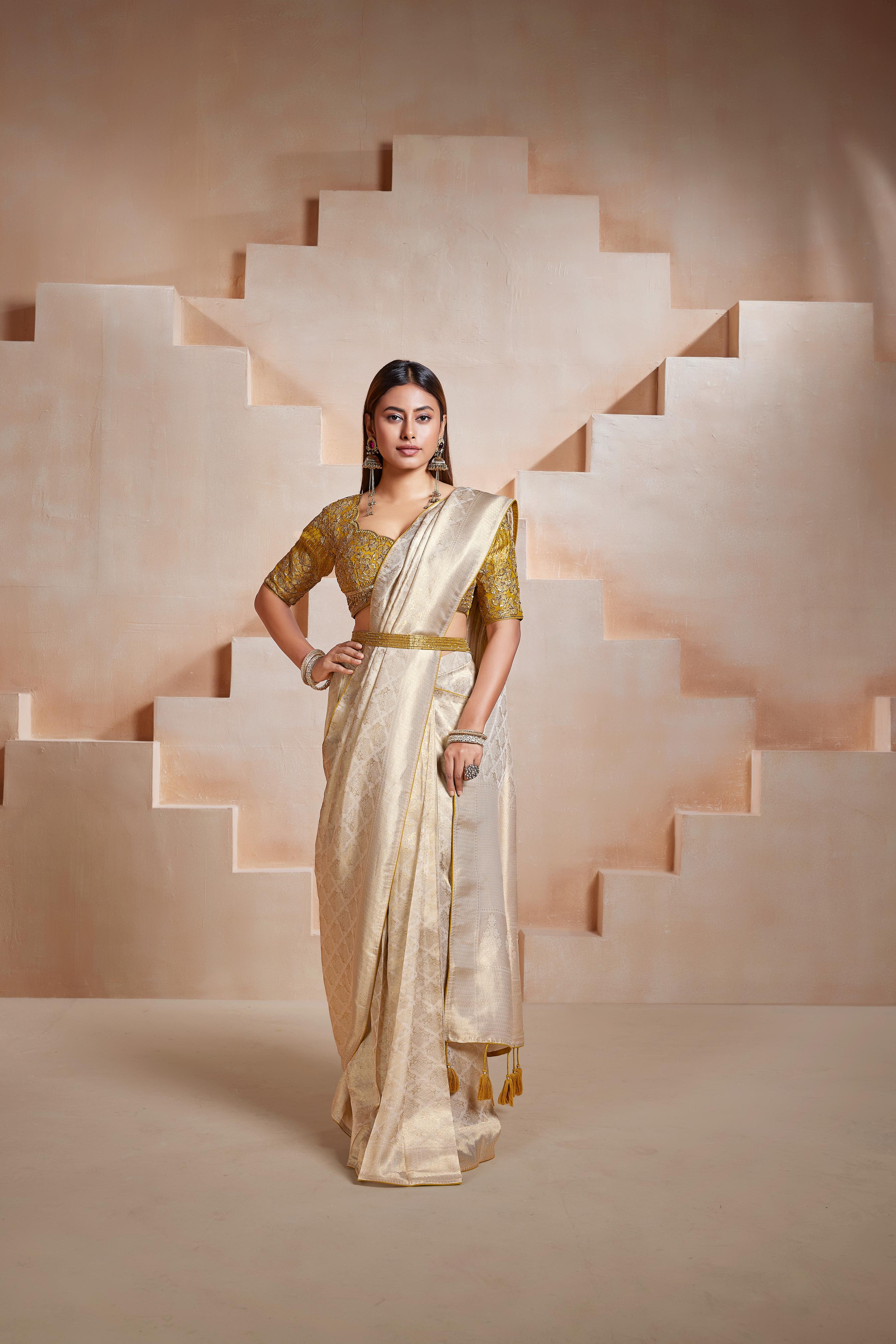 Champagne Gold Banarasi Saree