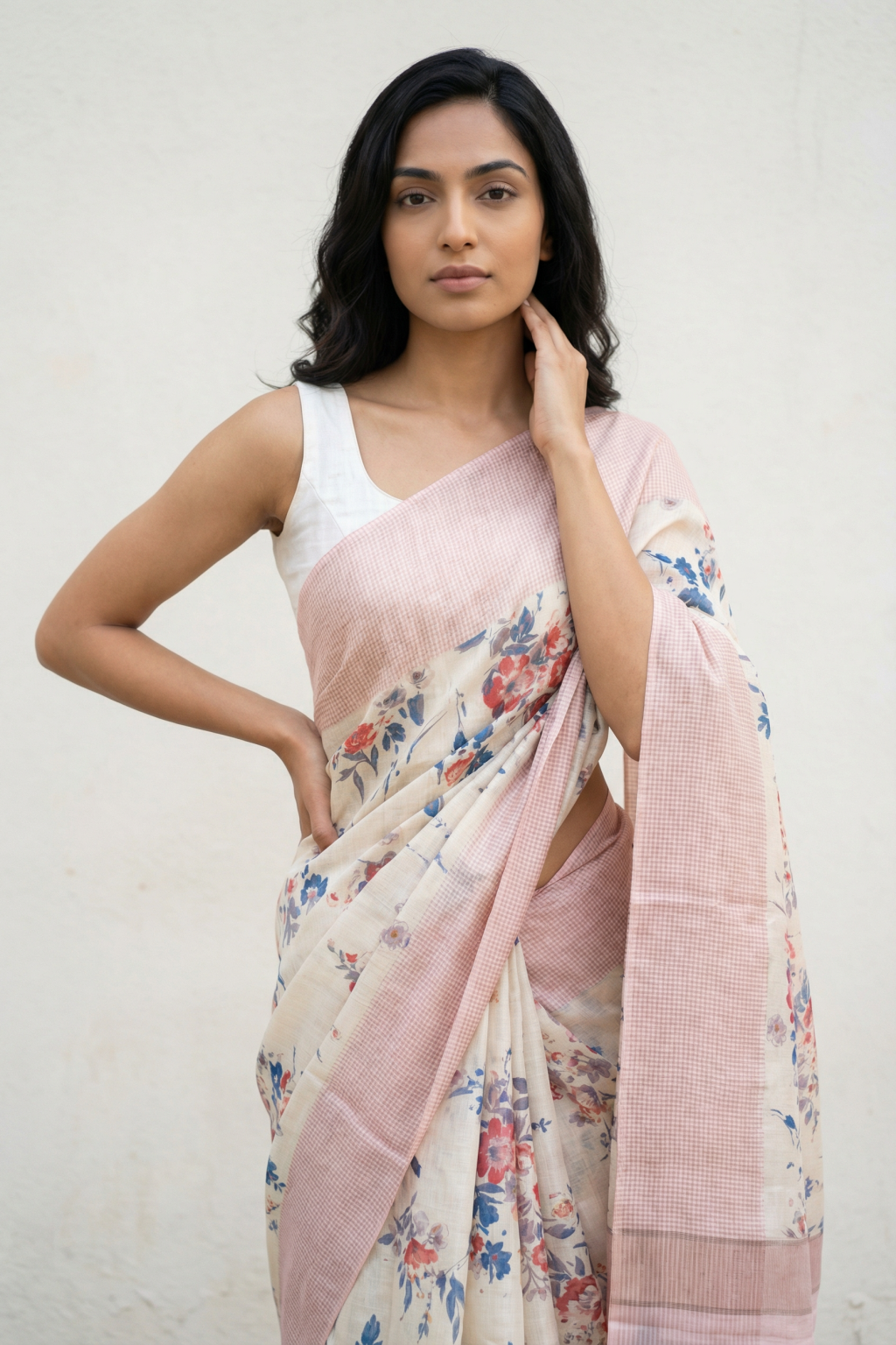 Off White Tussar Silk Saree