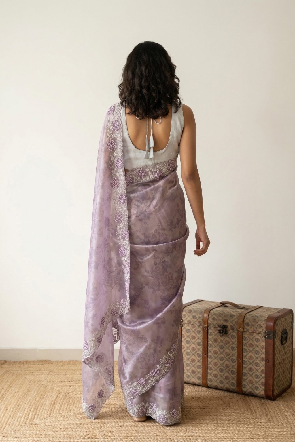 Purple Glass Tissue Saree