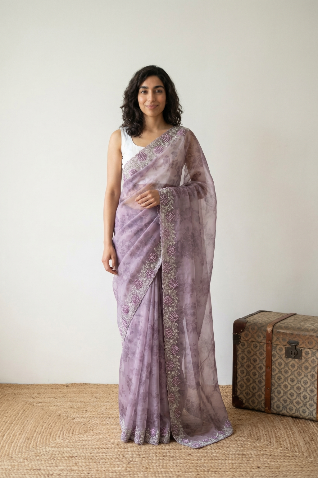 Purple Glass Tissue Saree