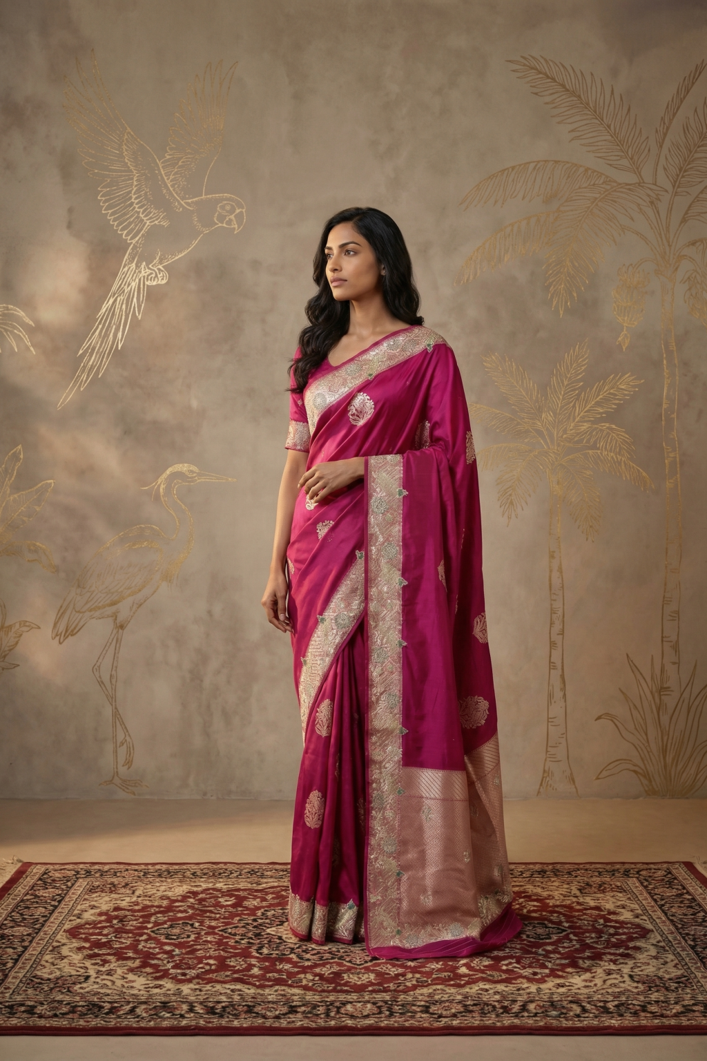 Magenta Pink Banarasi Silk Zari Saree