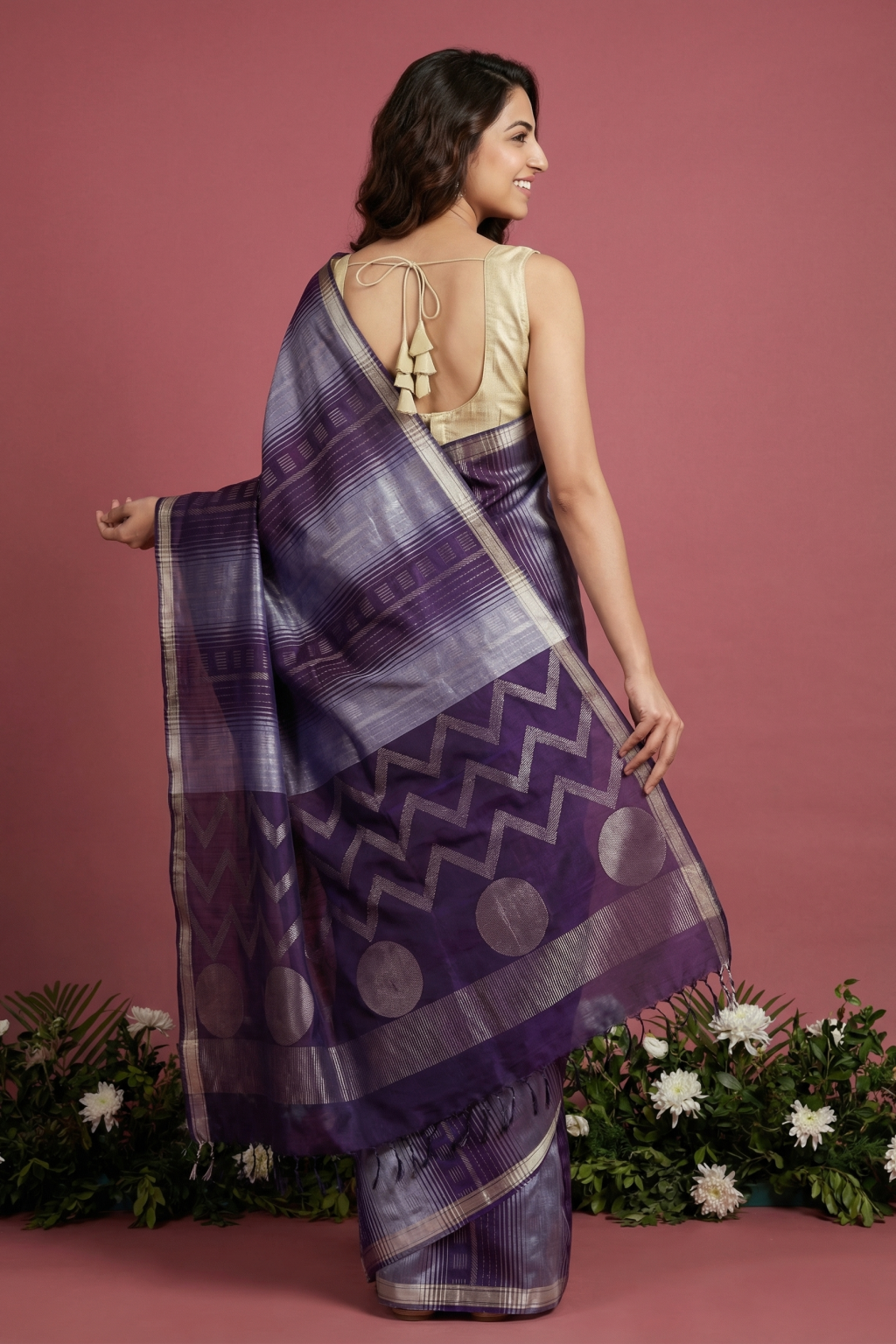 Purple Soft Silk Saree with Fancy Zari Weaving