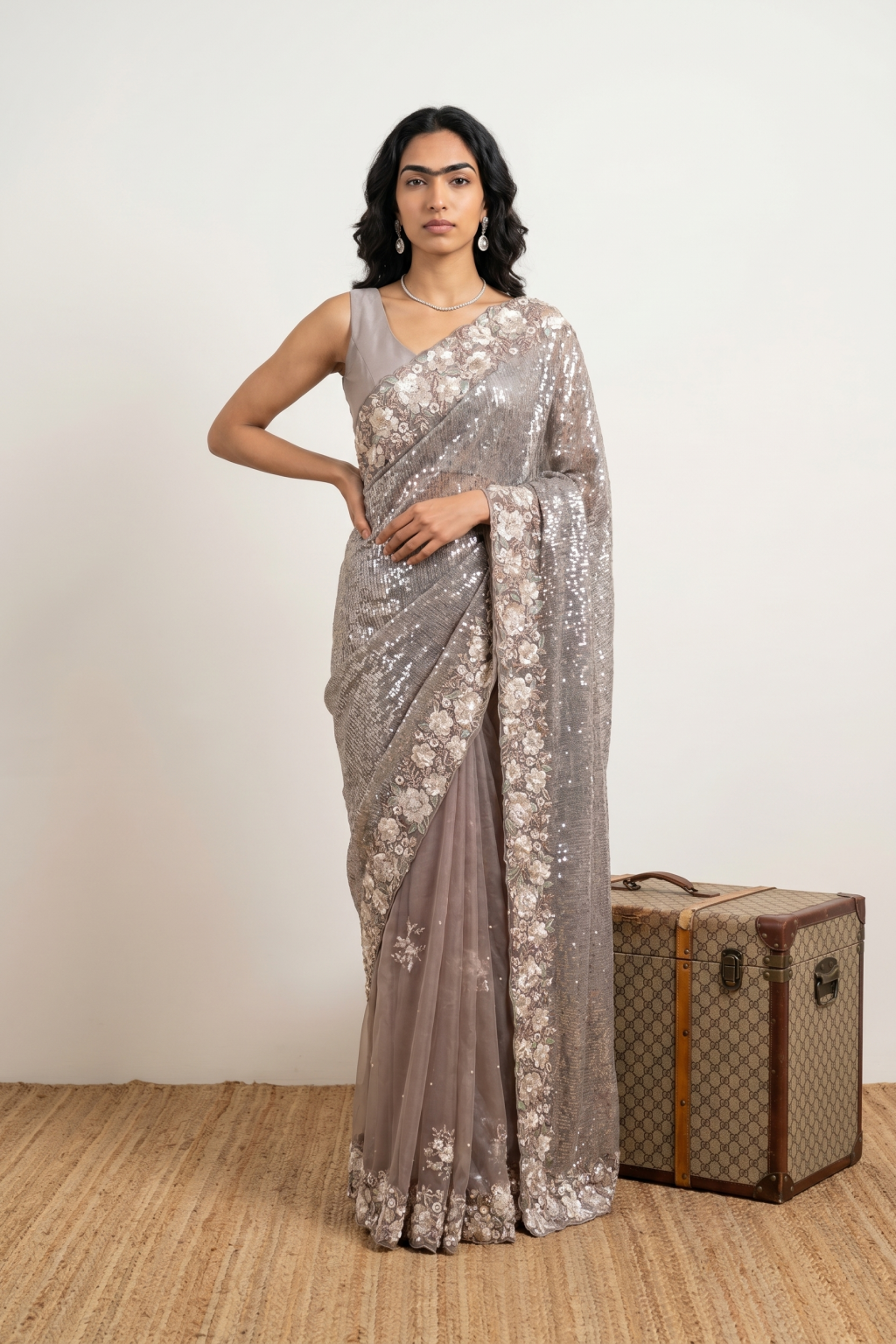 Onion Pink Net Saree