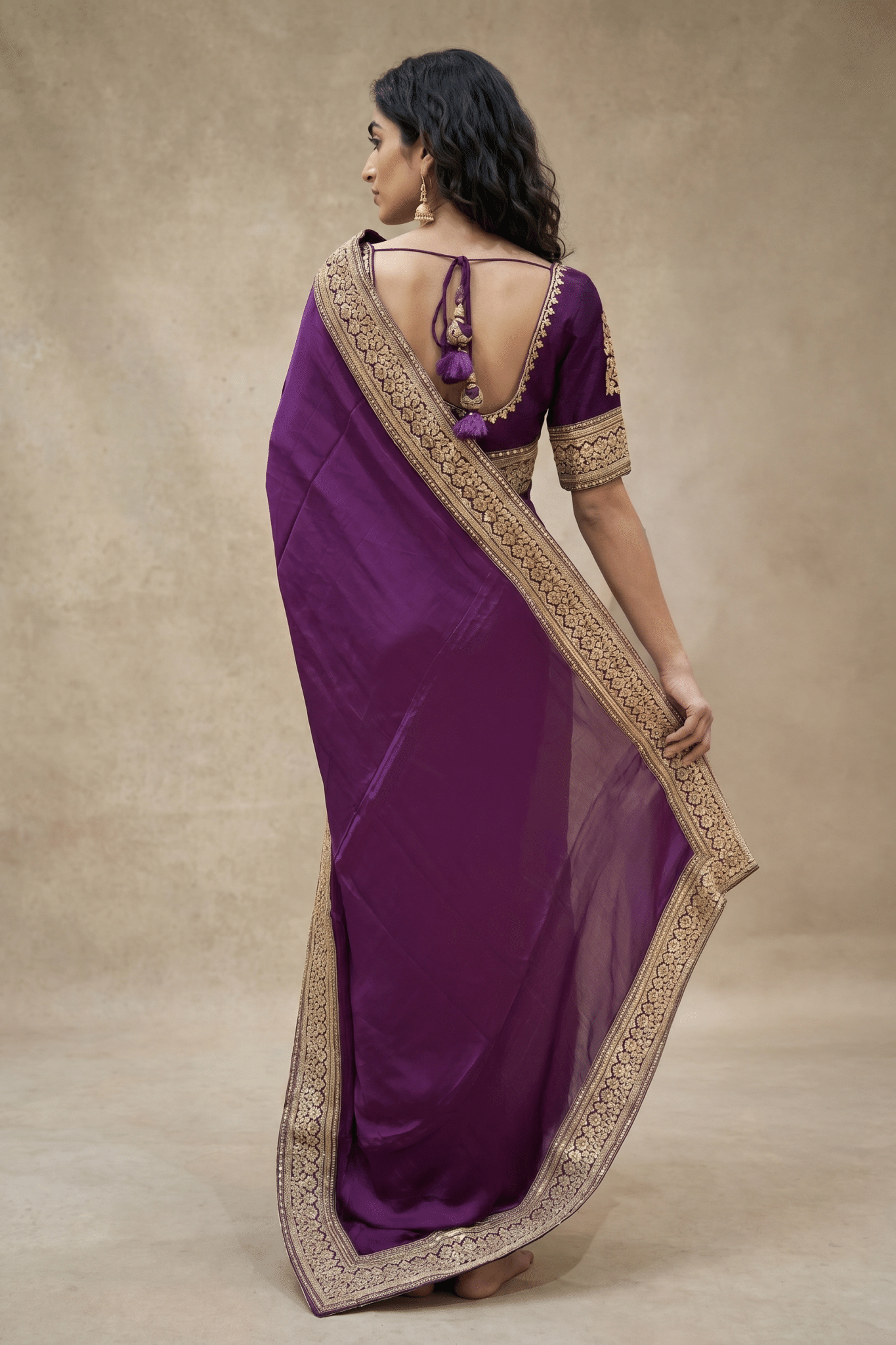Royal Purple Satin Saree