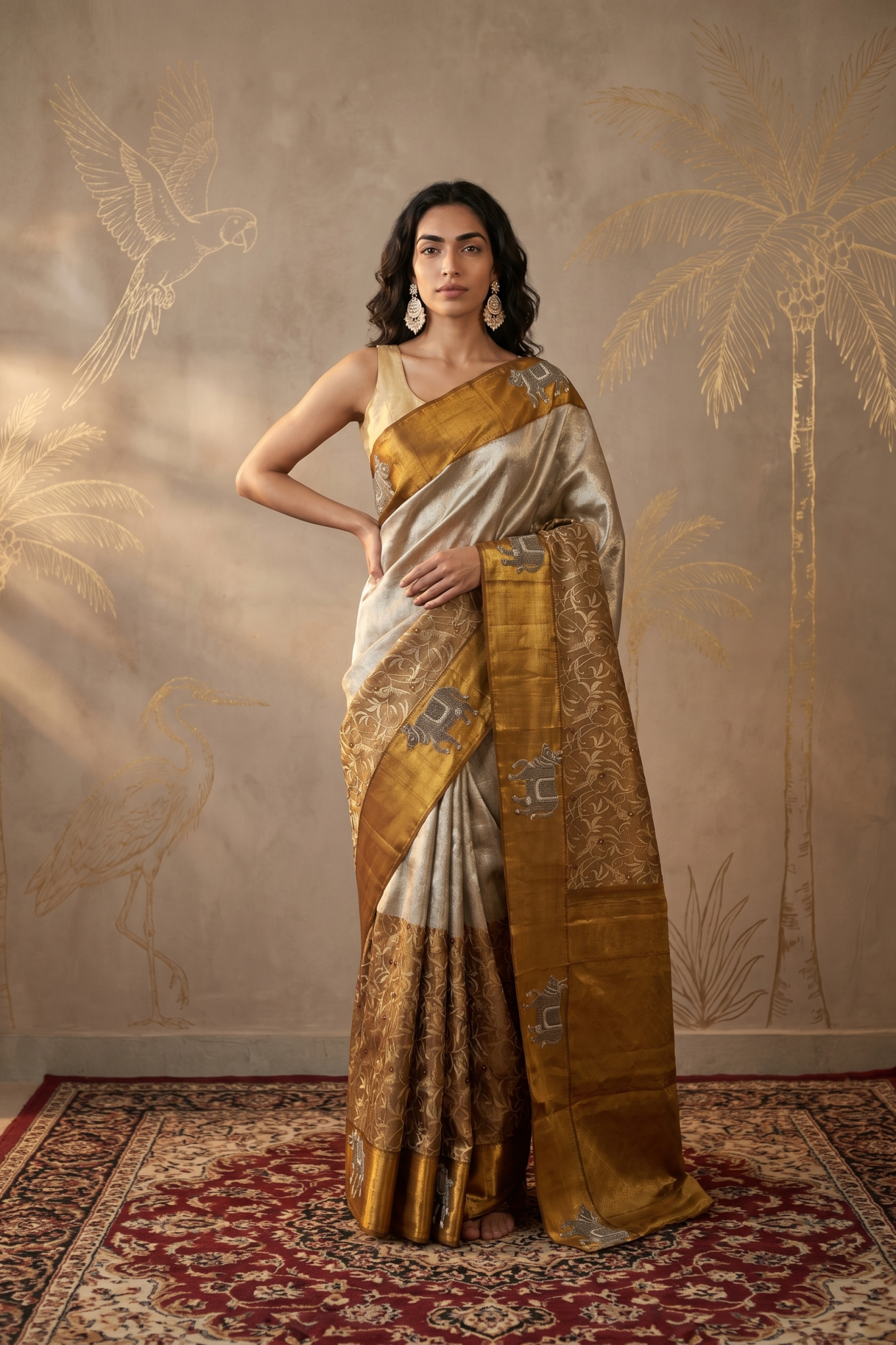 Metallic Gold Kanchivaram Tissue Saree
