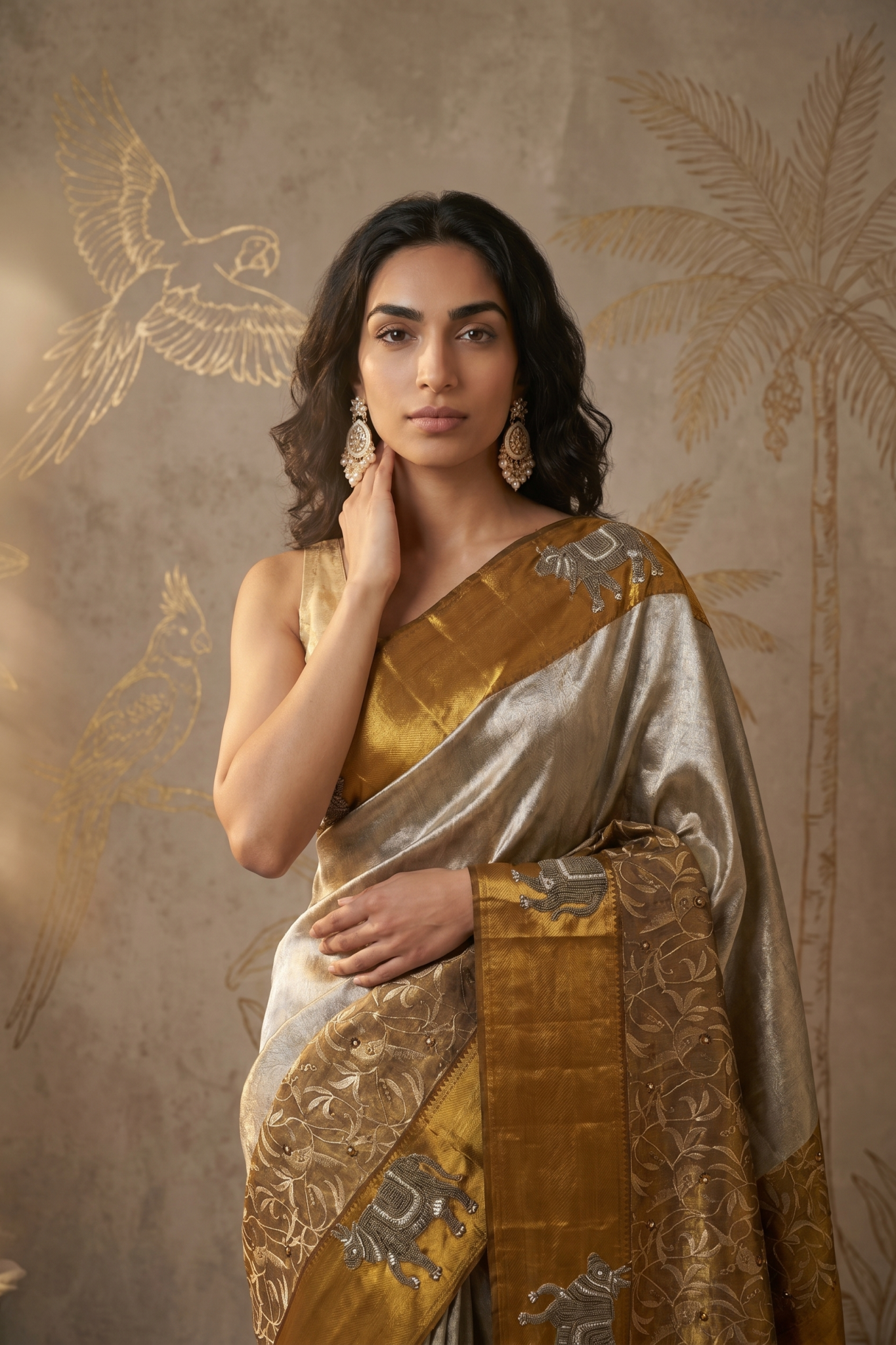 Metallic Gold Kanchivaram Tissue Saree