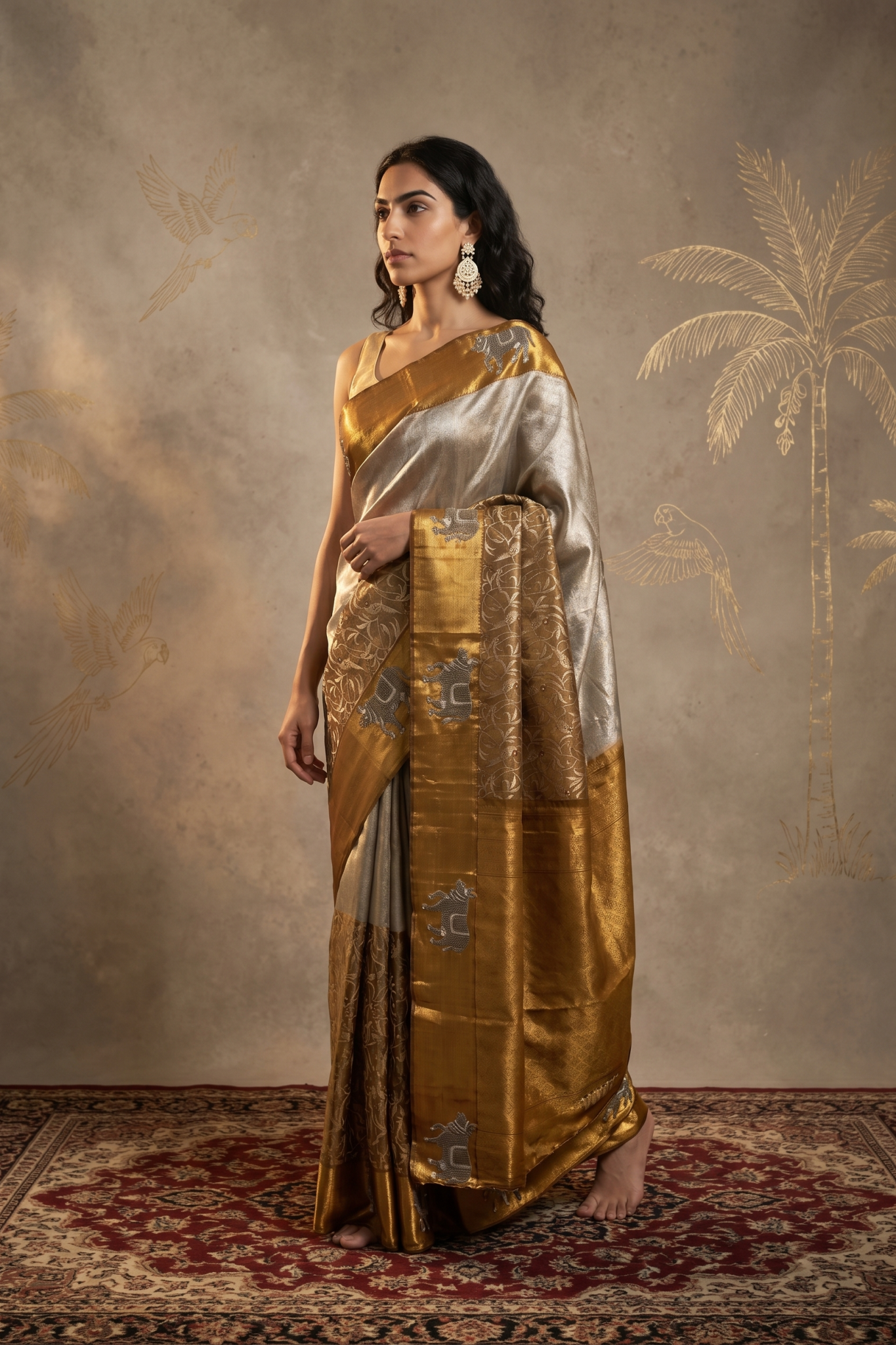 Metallic Gold Kanchivaram Tissue Saree