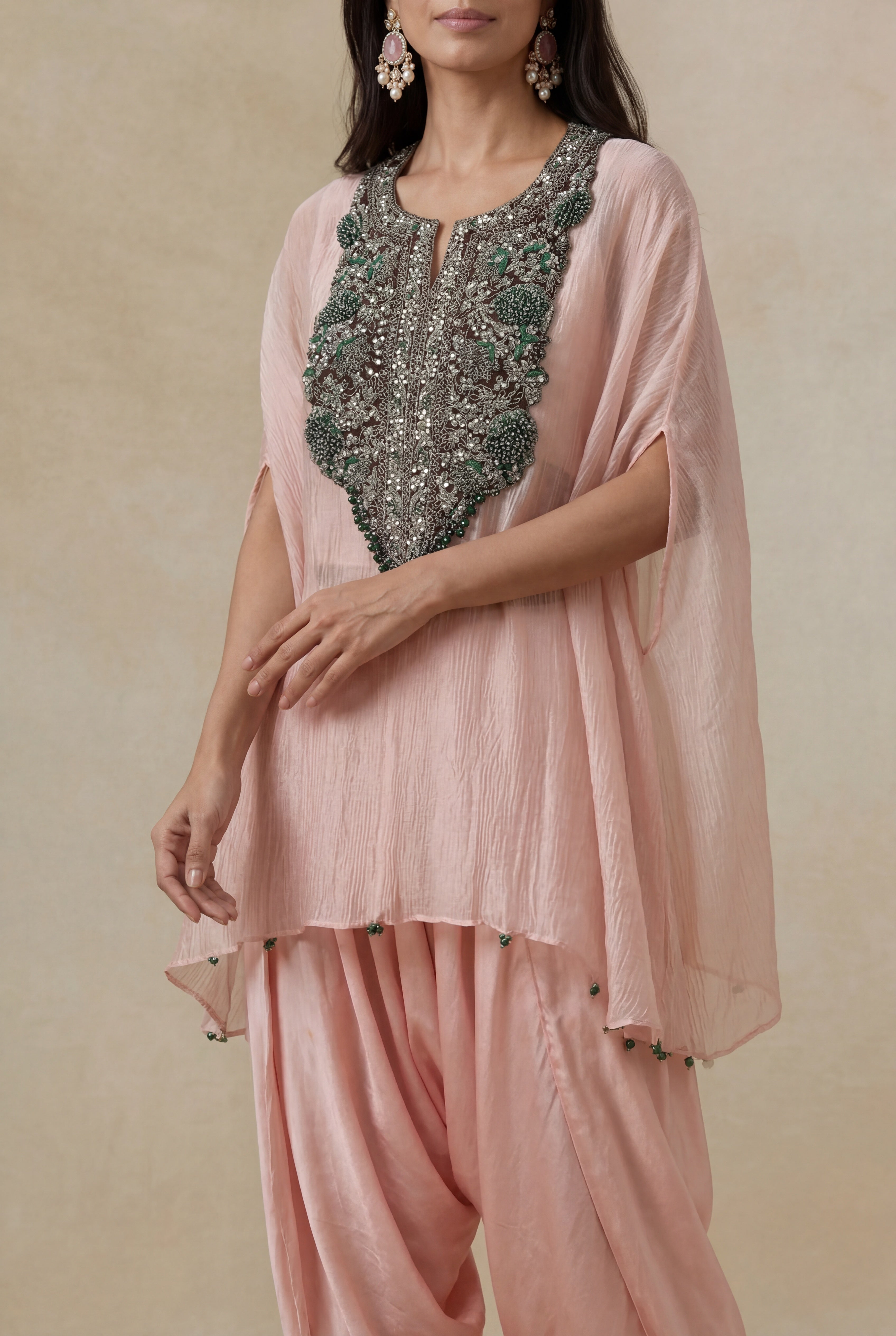 Blush Pink Organza Crush Indo-Western Set