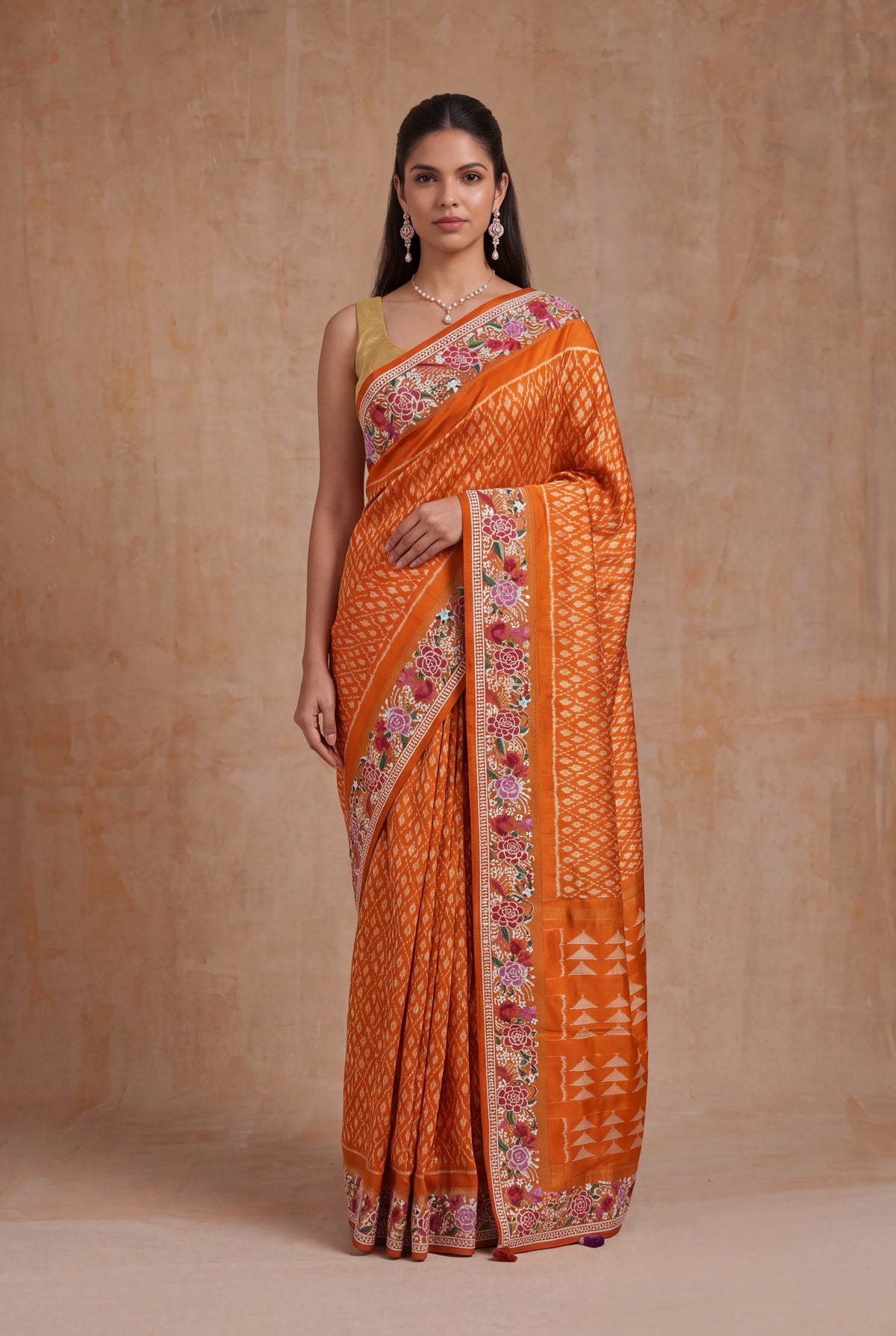 Orange Patola Silk Saree - Mokshaa