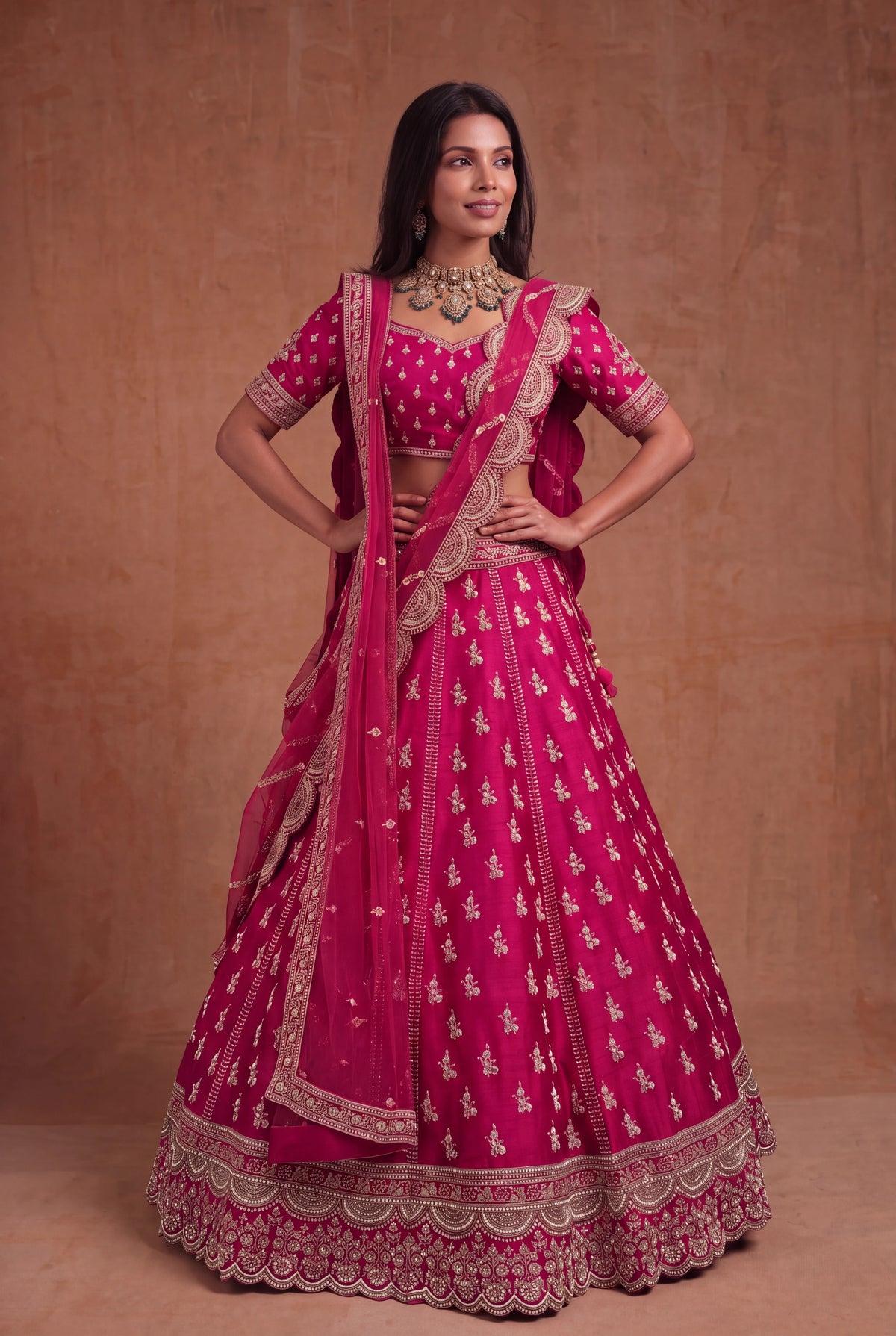 Rani Pink Raw Silk Lehenga - Mokshaa