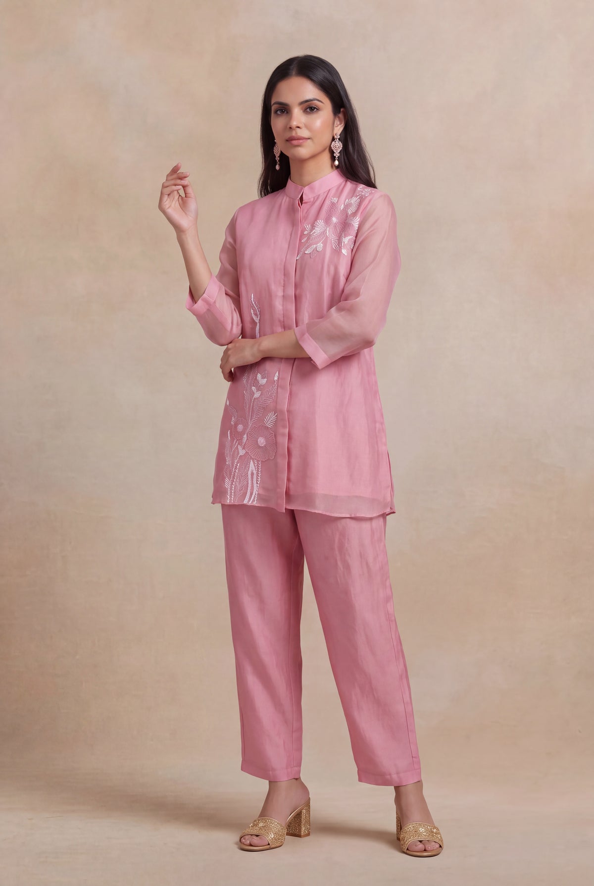 Pink Organza Co-ord Set - Mokshaa