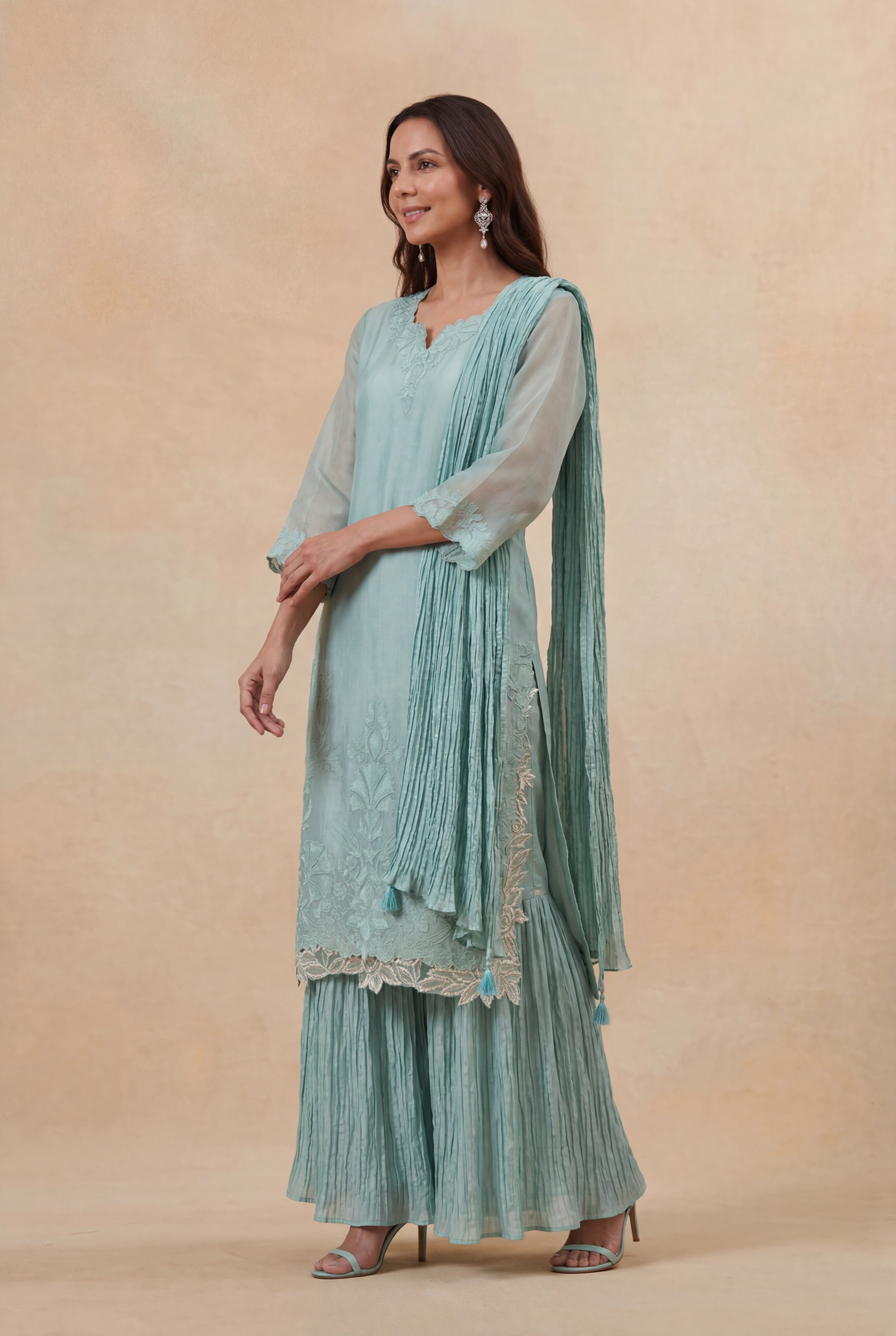 Powder Blue Organza Palazzo Salwar Set