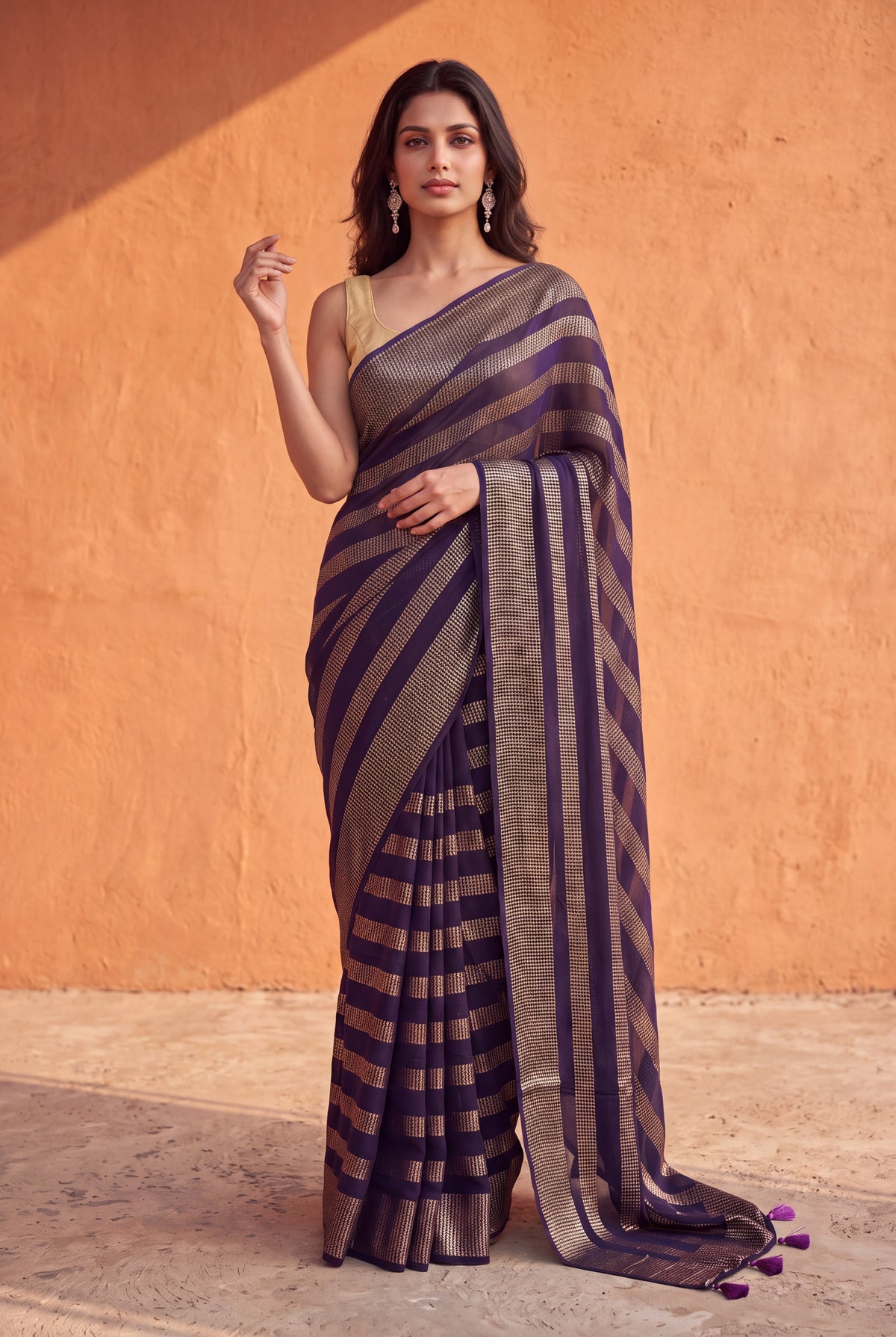 Purple Georgette Saree - Mokshaa