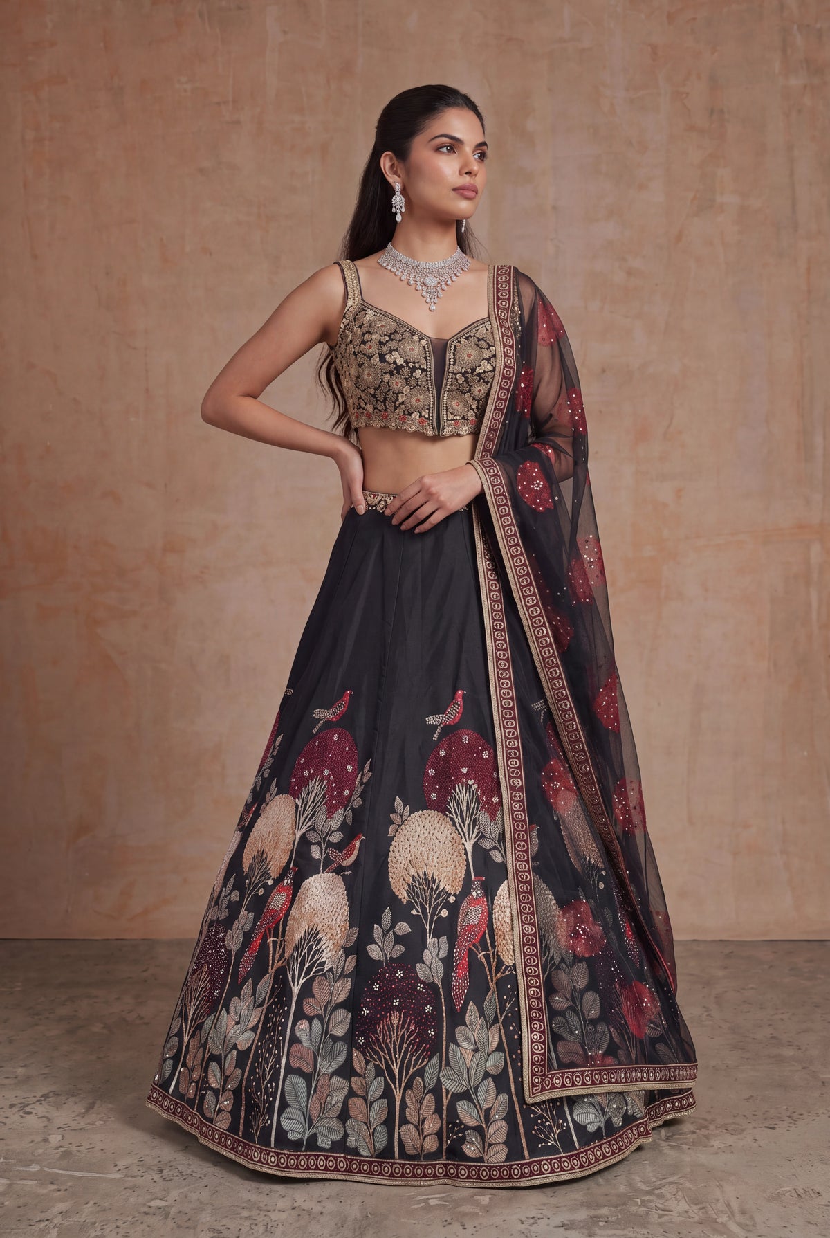Black Silk Lehenga - Mokshaa