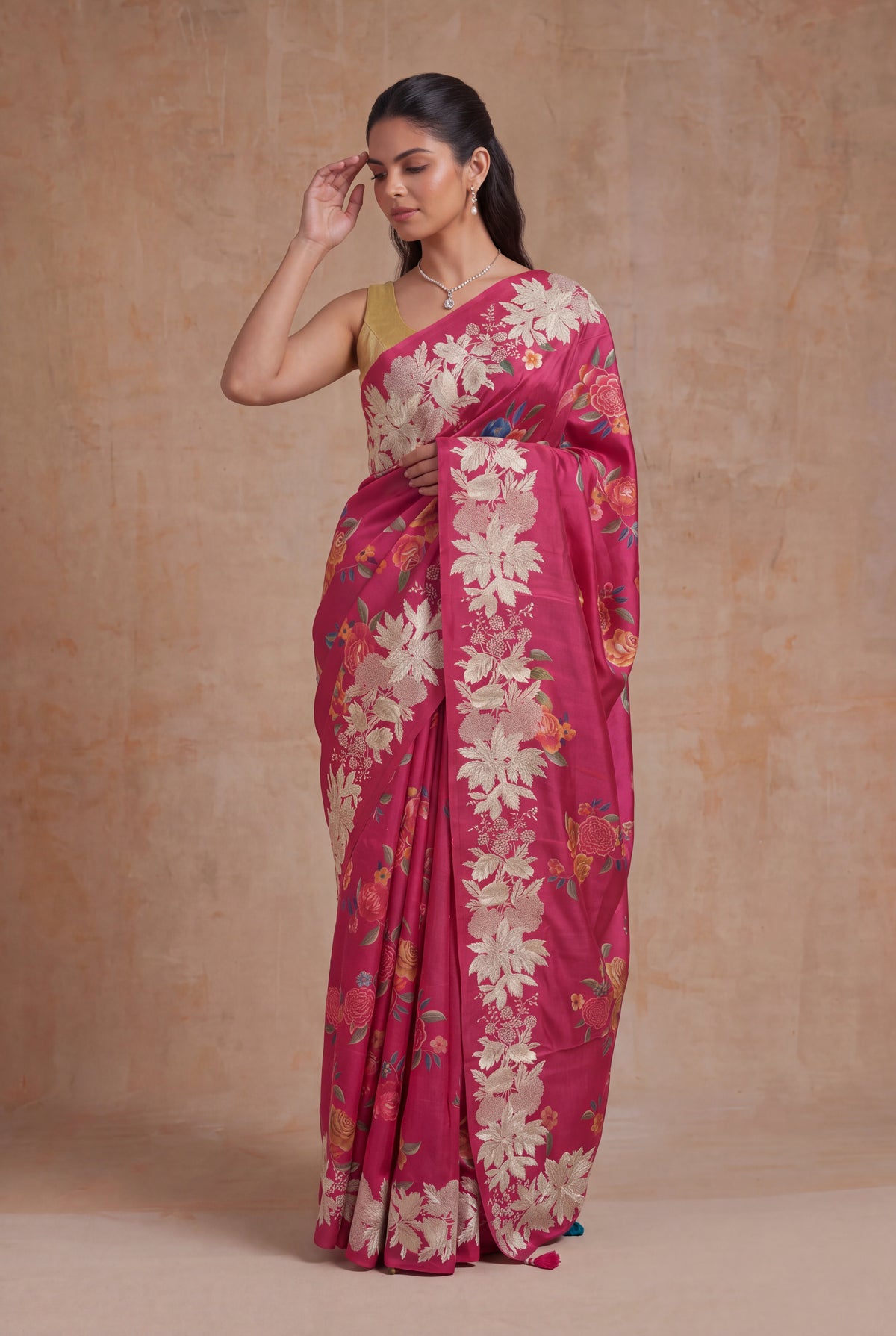Rani Pink Tussar Silk Saree - Mokshaa