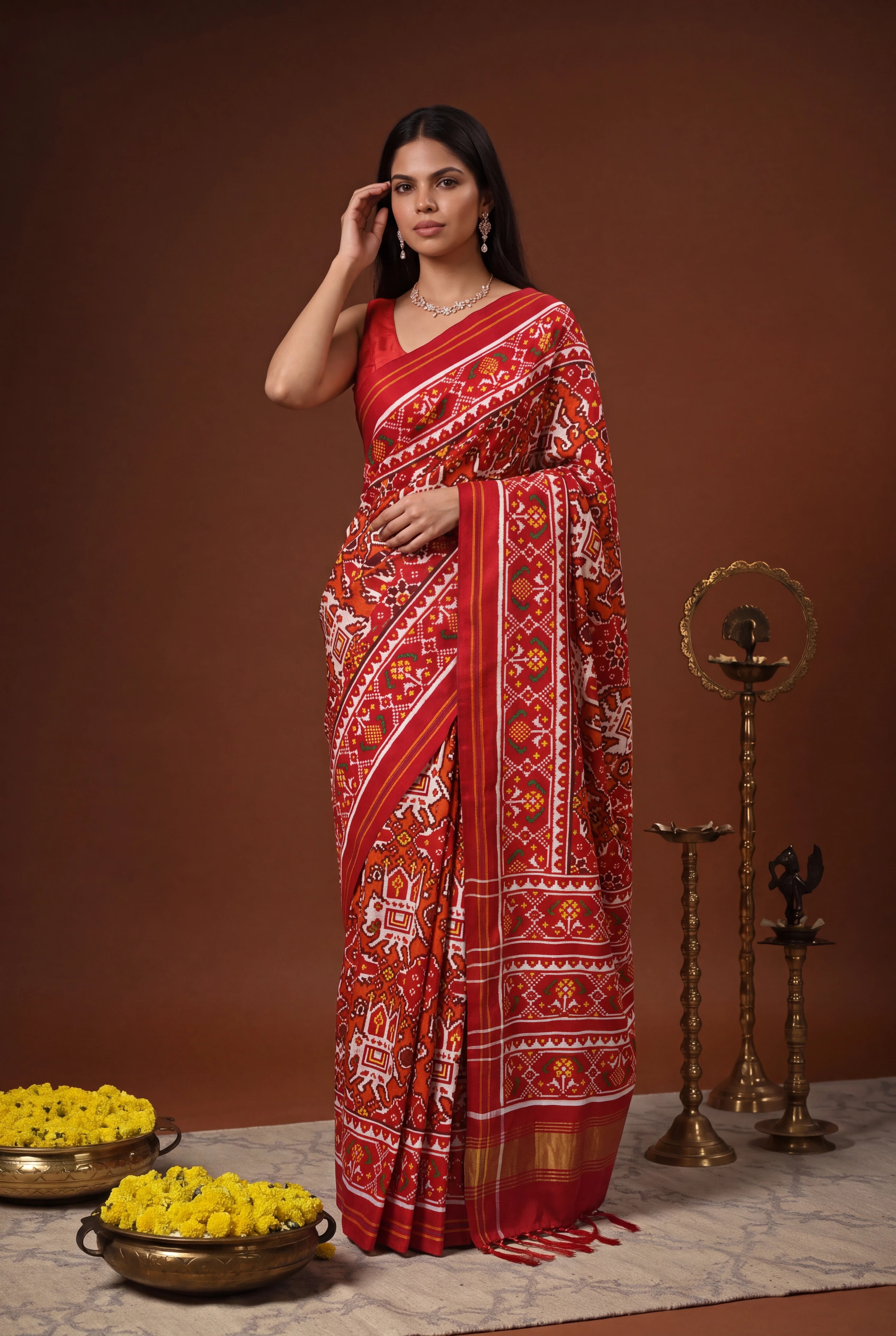 Orange Pattan Patola Silk Saree