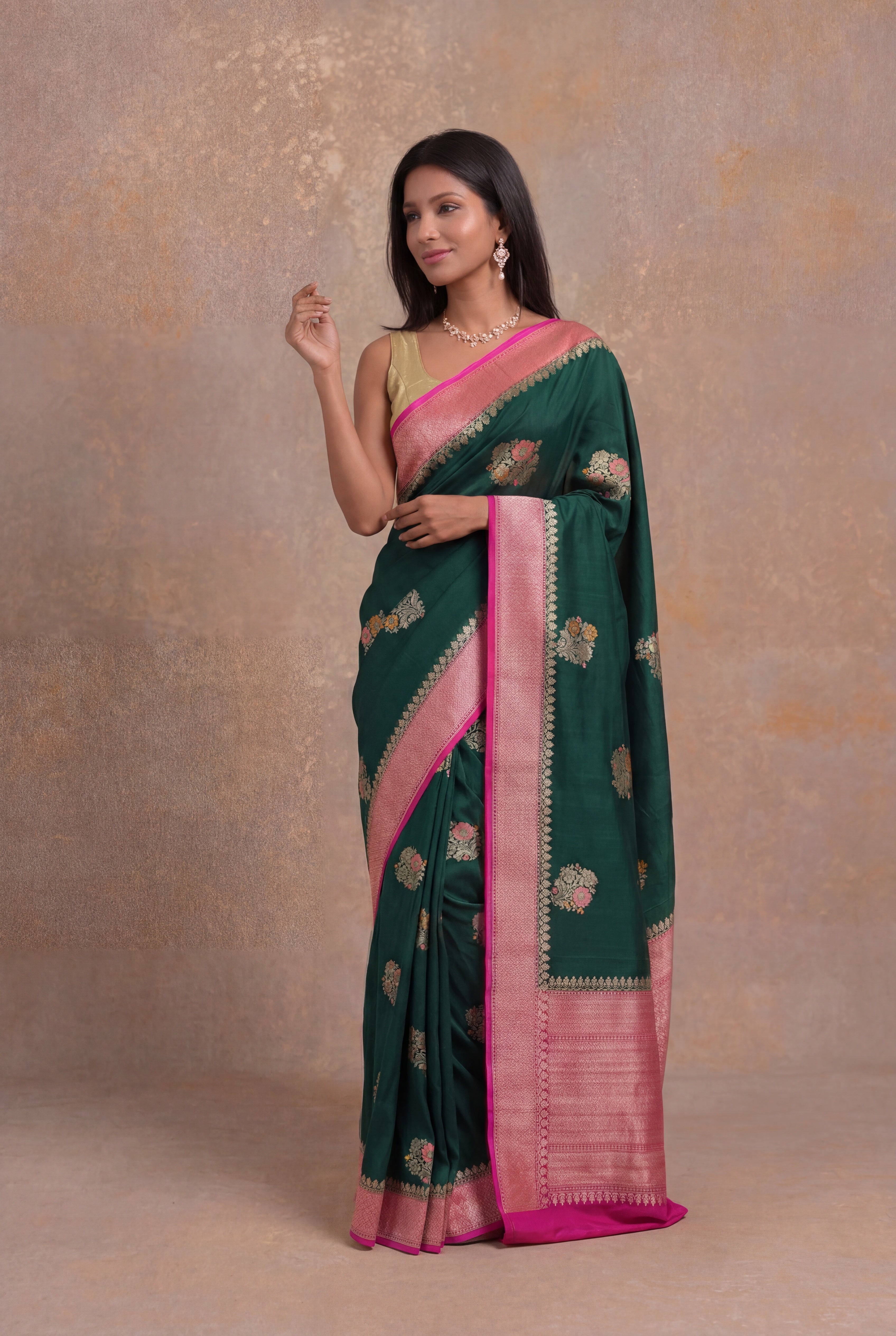 Green Tussar Georgette Saree