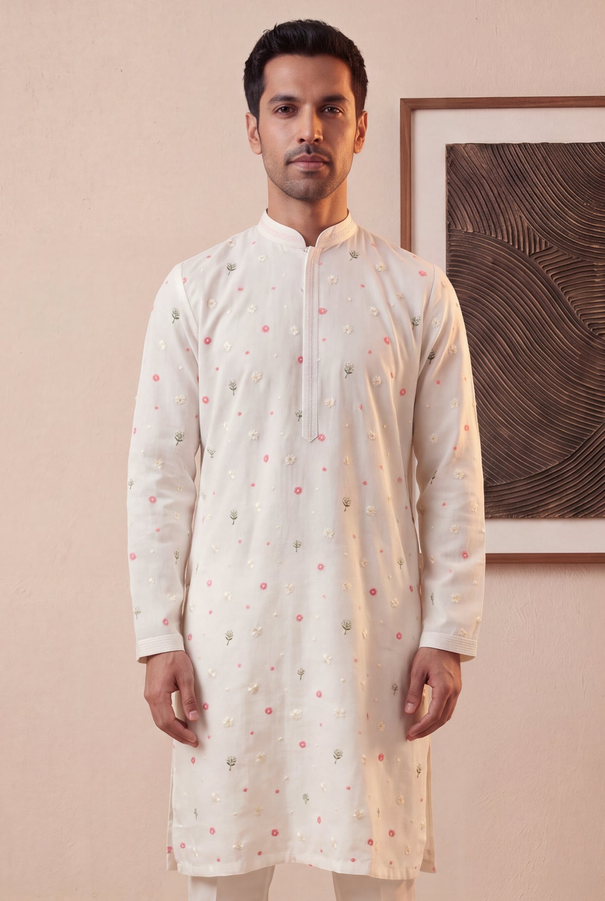 Off White Linen Kurta Set - Mokshaa
