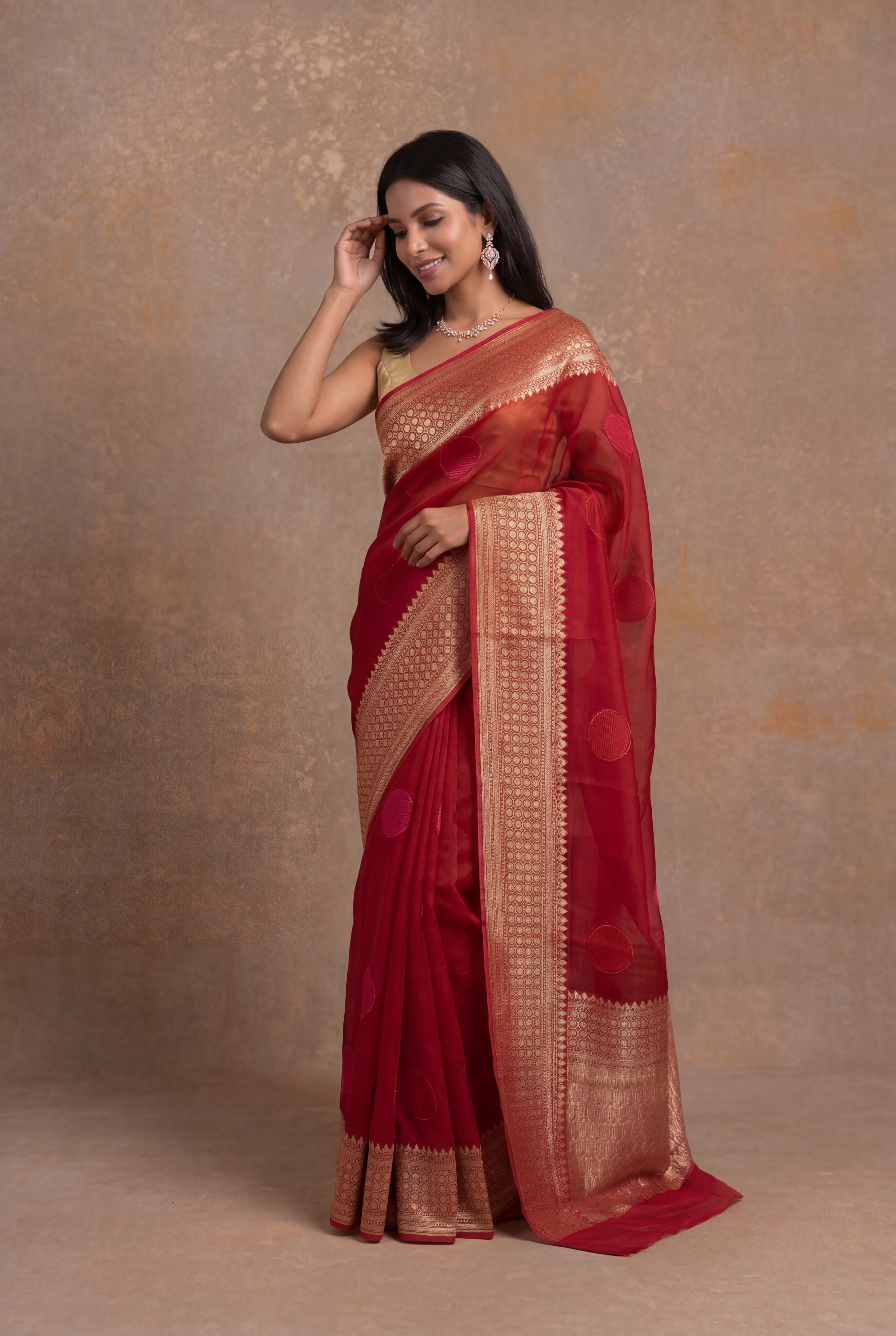 Red Banarasi Organza Saree
