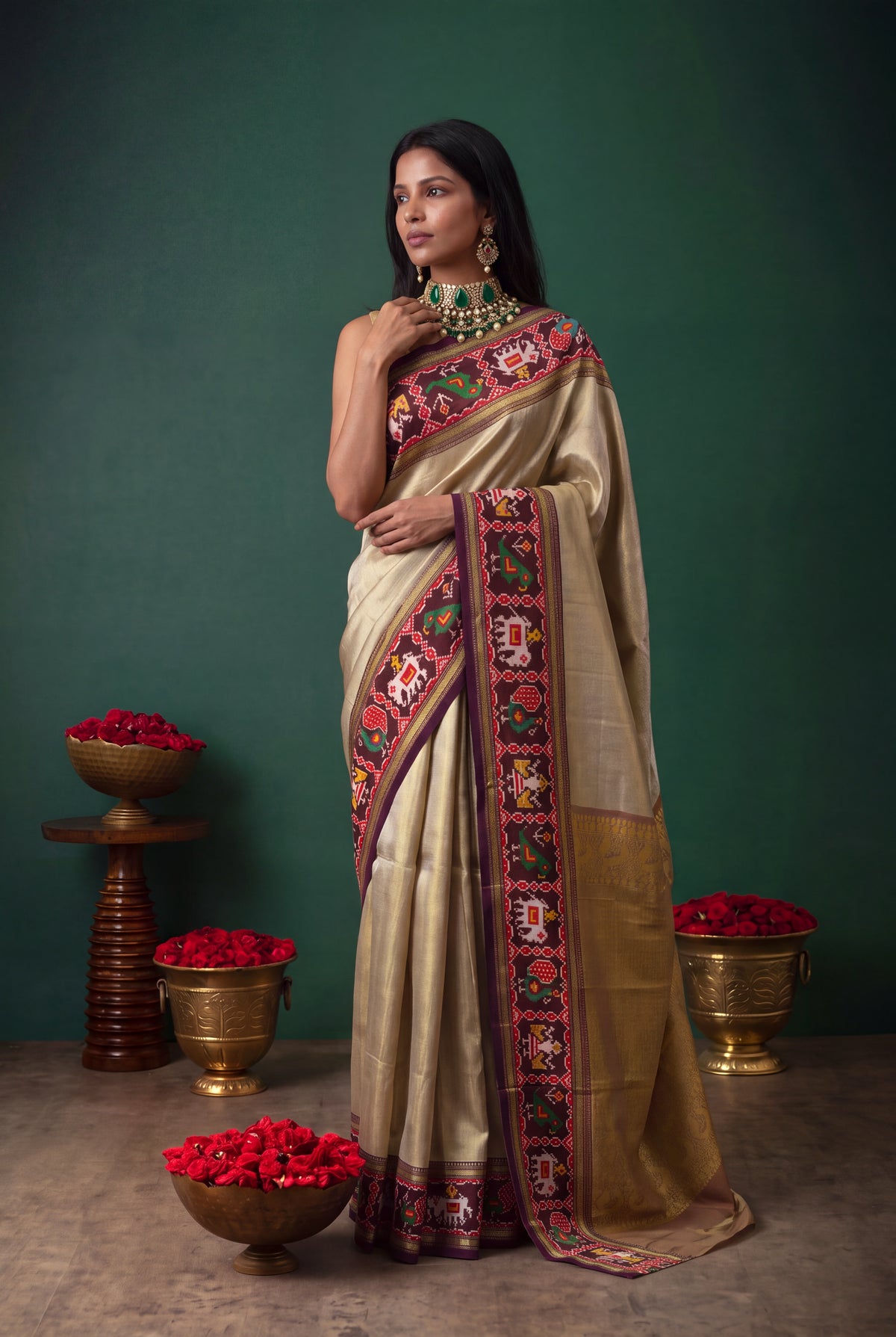 Gold Kanchivaram Tissue Silk - Mokshaa