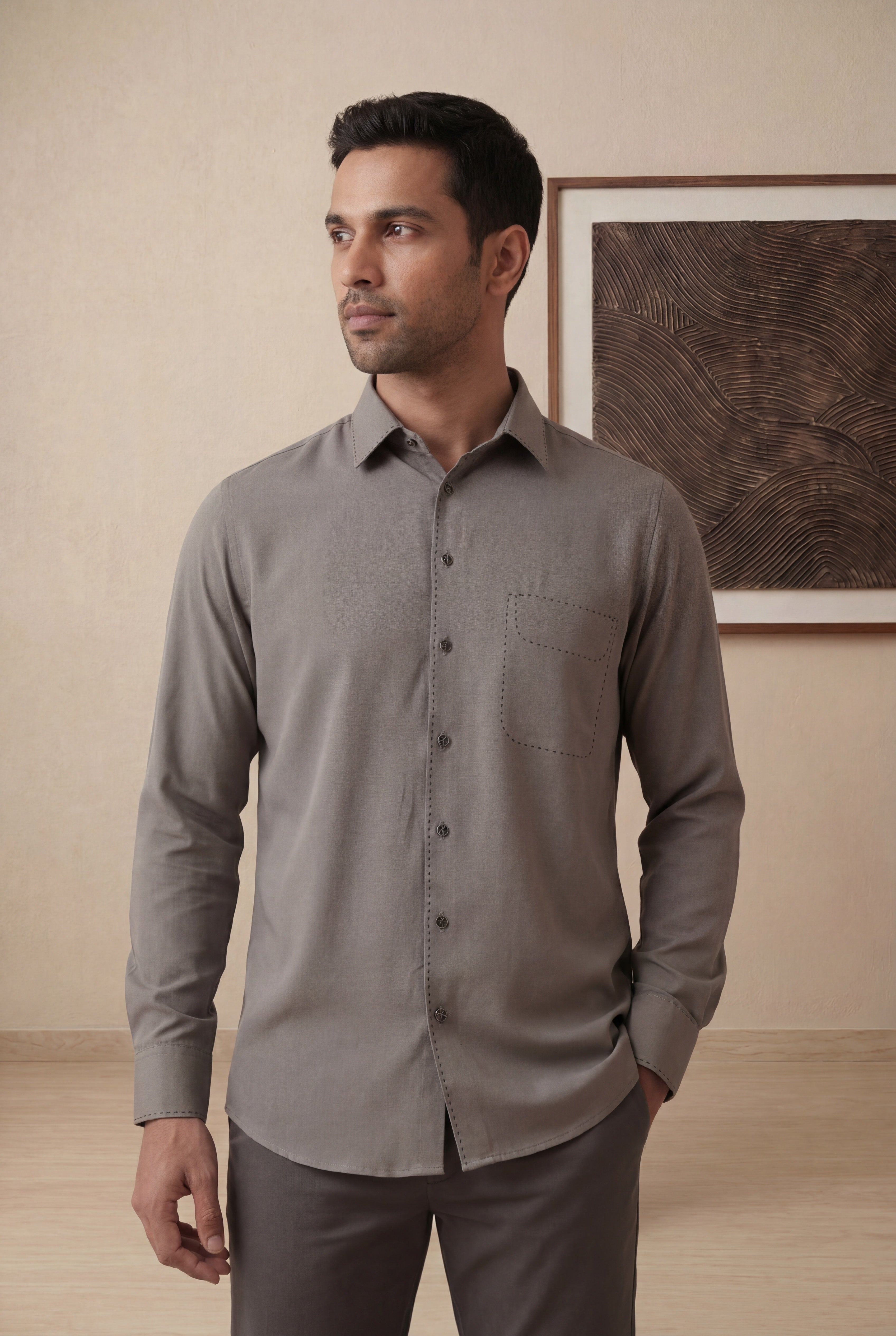 Dark Grey Bomario Full Sleeve Shirt