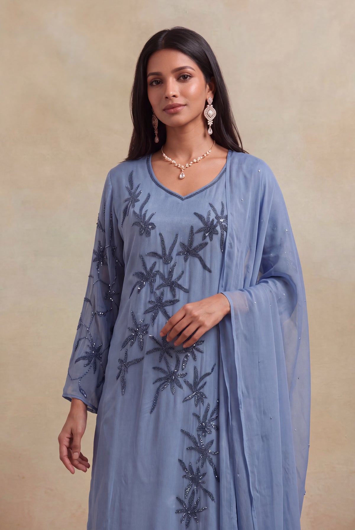 Powder Blue Salwar Set - Mokshaa