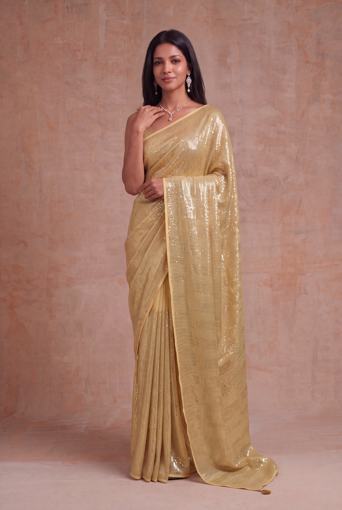 Yellow Georgette Saree - Mokshaa